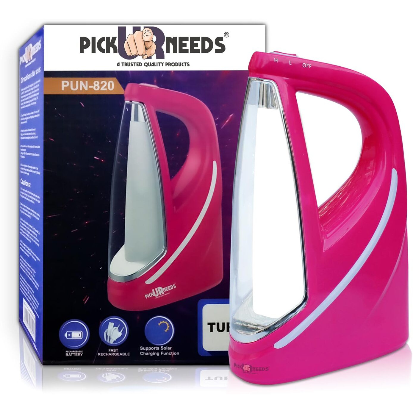 Pick Ur Needs Home Emergency Rechargeable LED Light Lamp Camping Lantern (Pink Tube)