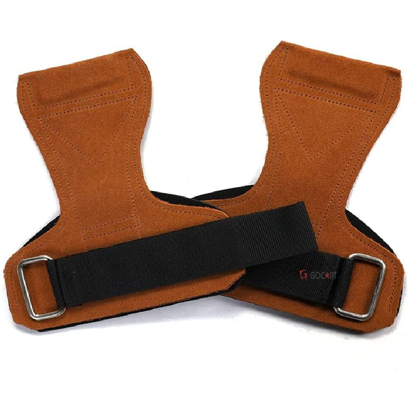 GOCART WITH G LOGO Leather Weight Lifting Hand Grip(Brown)