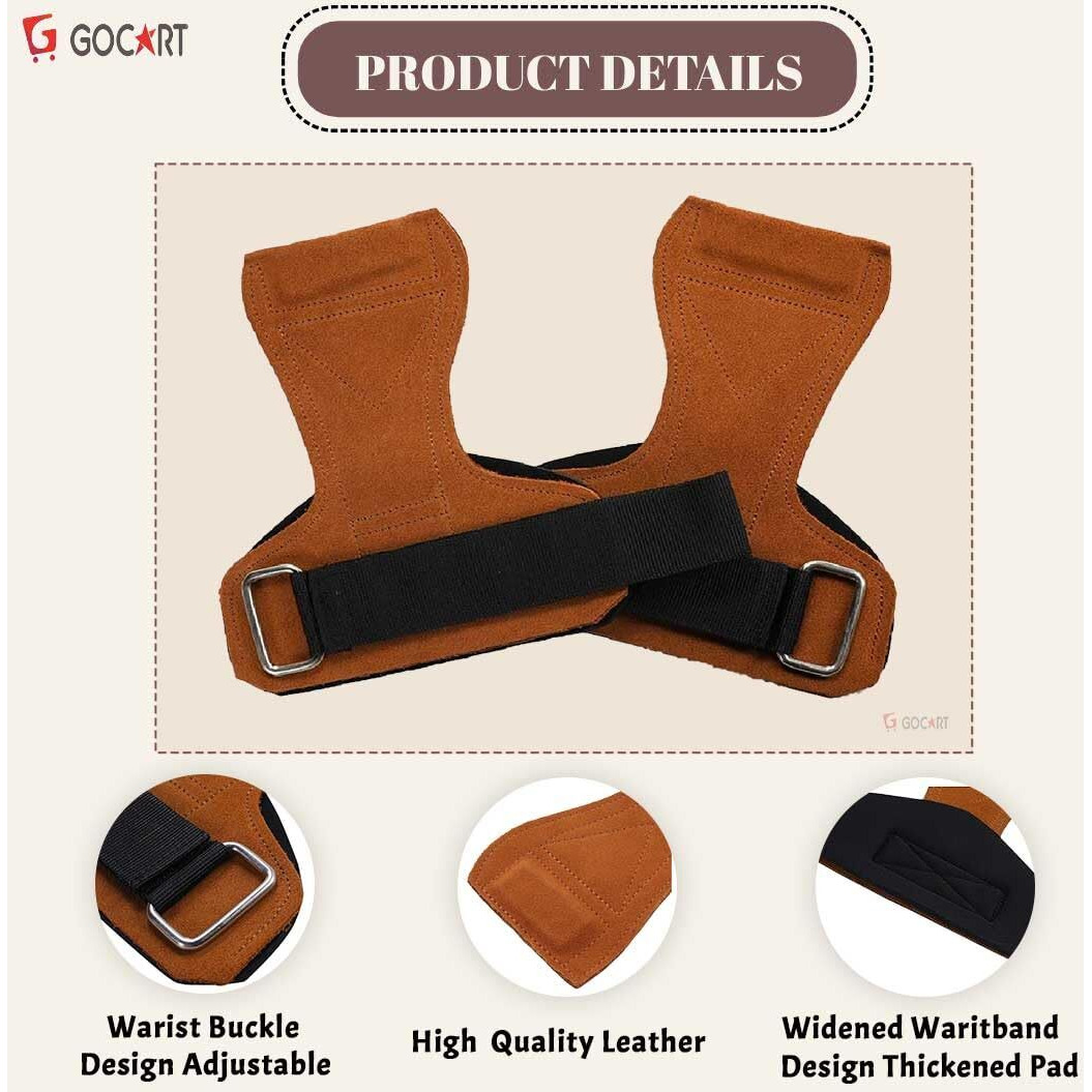 GOCART WITH G LOGO Leather Weight Lifting Hand Grip(Brown)