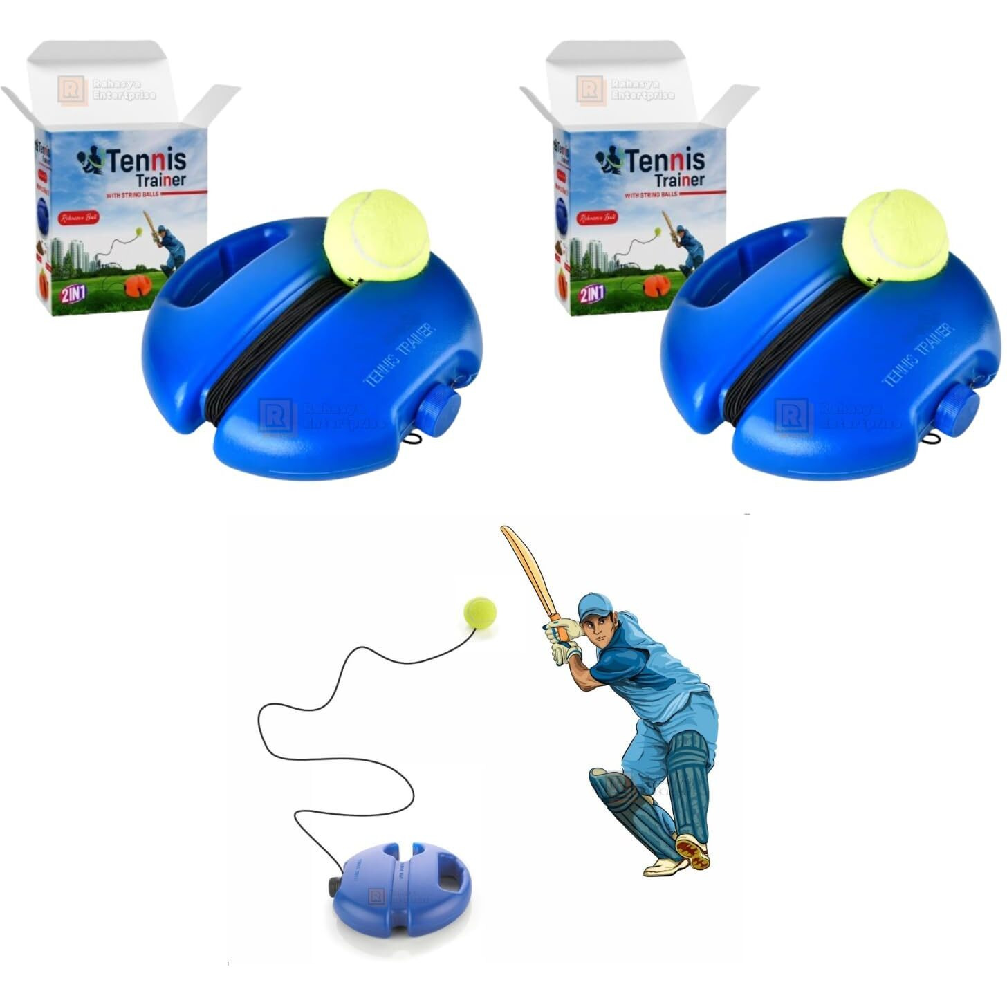 MANAKI Tennis Trainer Rebound Ball with String Convenient Tennis Training Gear Tennis Practice Device Solo Tennis Training Equipment for Self-Pracitce |Tennis Practice Trainer (Pack of 2 Pcs)