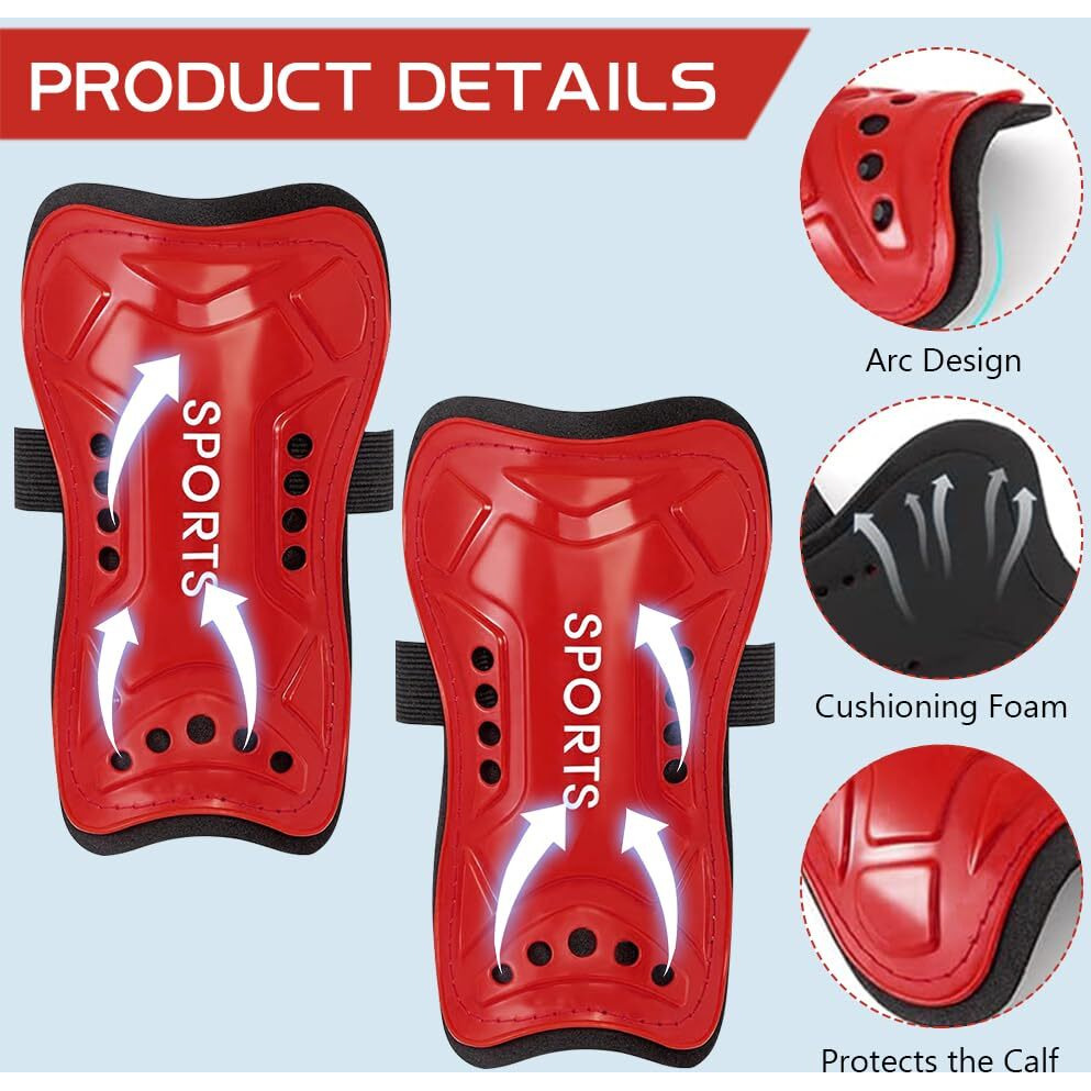 Proberos Sport Compression Sock Shin Guards Set Red
