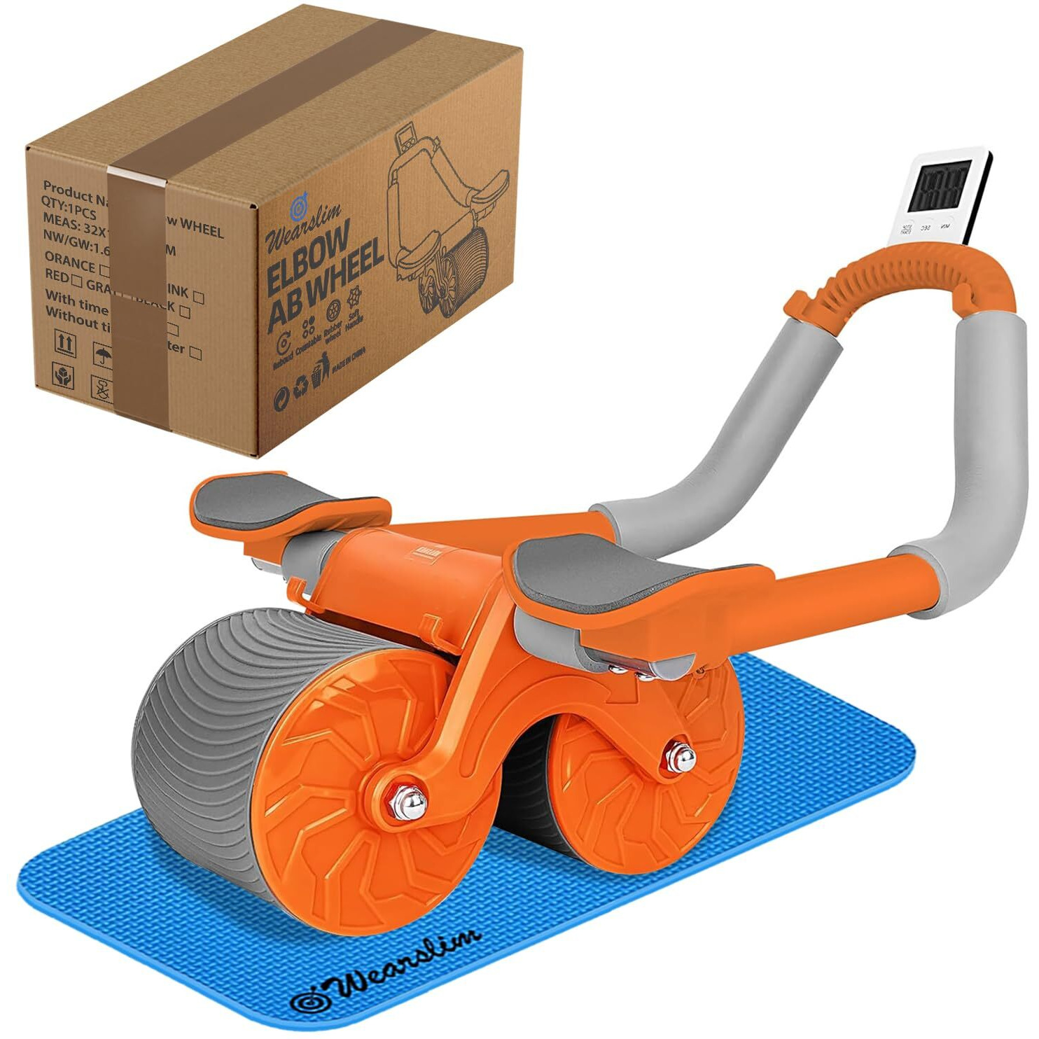 Wearslim Abs Roller for Men & Women| Advanced Ab Roller with Automatic Rebound| Abs Roller Wheel with Strong Elbow Support, Timer, Mobile Holder & Knee Pad| Abdominal Strength Training Home Gym Equipment| For Abdominal Core Exercises, Core Strength, Plank and Full Body Strength Training