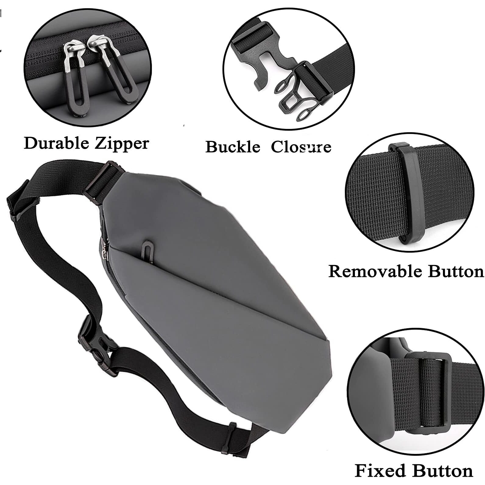 GUSTAVE Stylish Waist Bags for Men Bumbag Waist Fanny Bag Casual Waist Bag Waterproof Oxford Cloth Men Women Adjustable Waist Pack Outdoor Hiking, Running, Travel