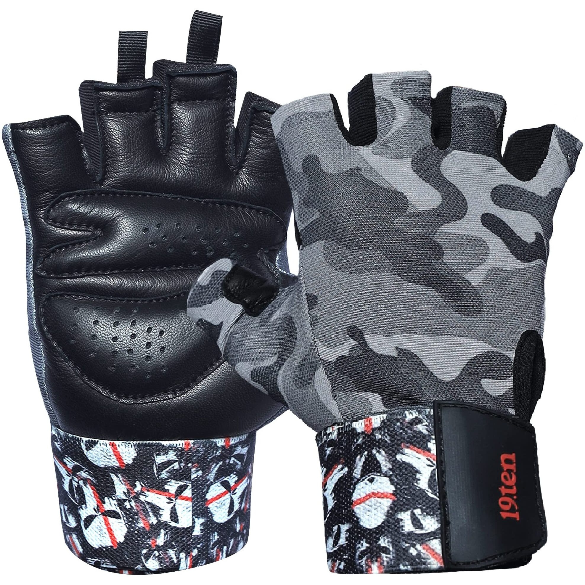 19ten Mucho Man from Sree Gloves for Men and Women Palm Wrist Wraps Protection Wash and Dry Leather Weightlifting Gym Fitness Exercise Workout Pull Ups (Medium, Tribe)