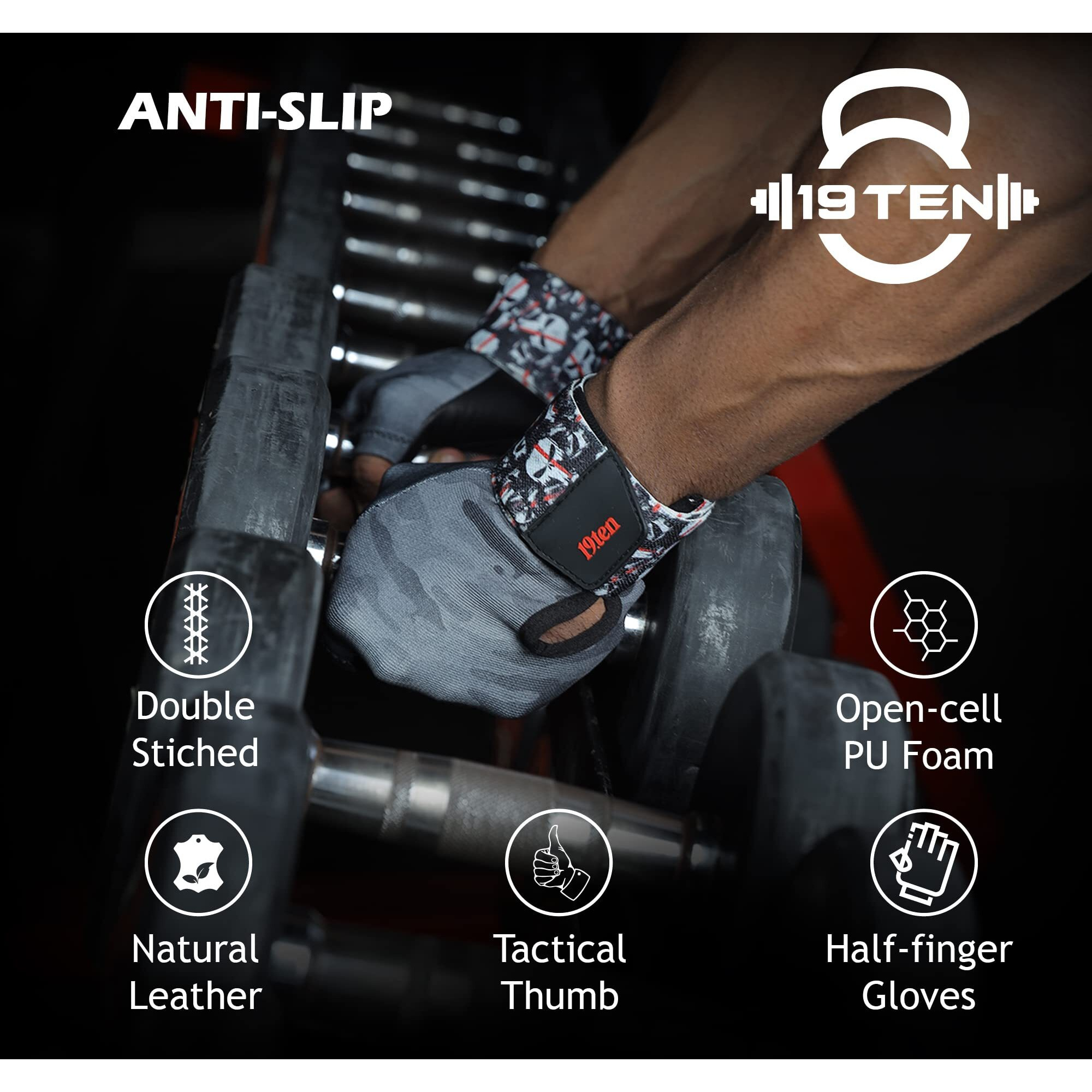 19ten Mucho Man from Sree Gloves for Men and Women Palm Wrist Wraps Protection Wash and Dry Leather Weightlifting Gym Fitness Exercise Workout Pull Ups (Medium, Tribe)