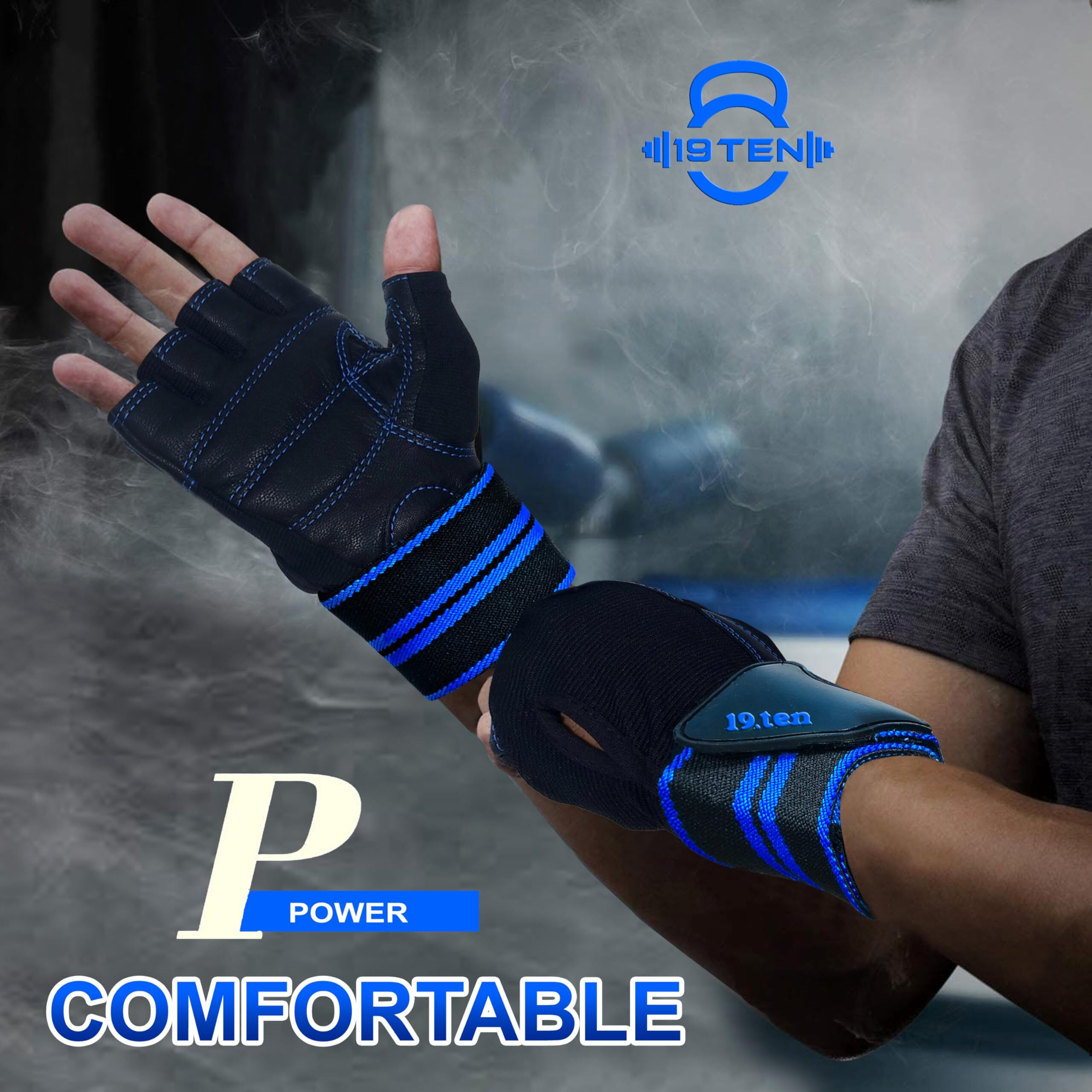 19.ten Leather Fingerless Sree Gloves for Gym Workout Crossfit Exercise Strength Training Wrist Wraps Protection Sports Gloves for Men and Women (Large, Old Egal)