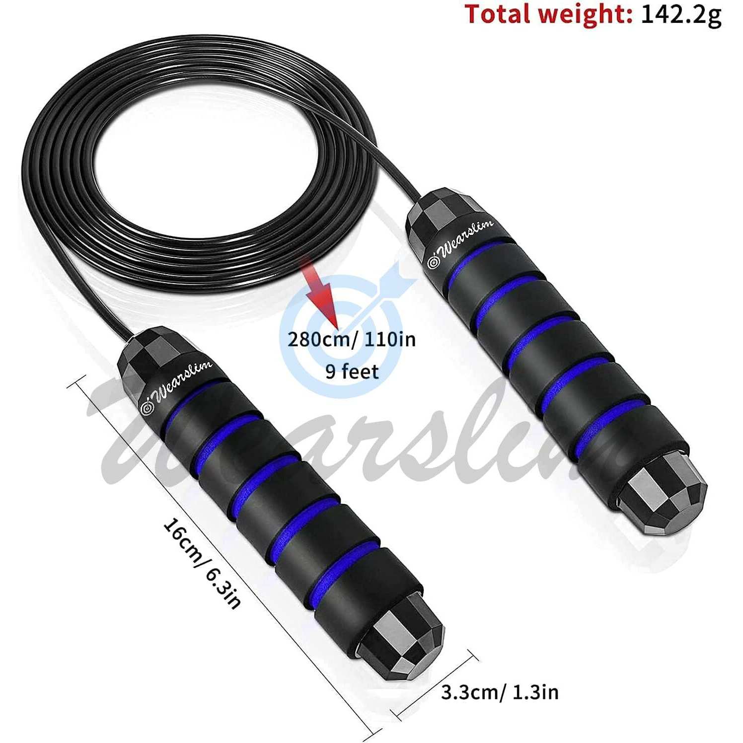 Wearslim Professional Double Wheel Ab Roller with Skipping Rope, Ball Bearings Rapid Speed Jump Rope & Non-Slip Handles Abdominal Workout Wheel - Multicolor