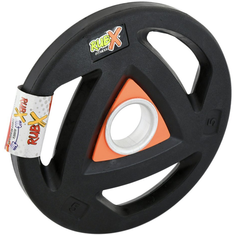 RUBX Rubber Coated Metal Integrated Tri-Grip Weight Plates 31 MM Center Hole Diameter (5 Kg Pair)