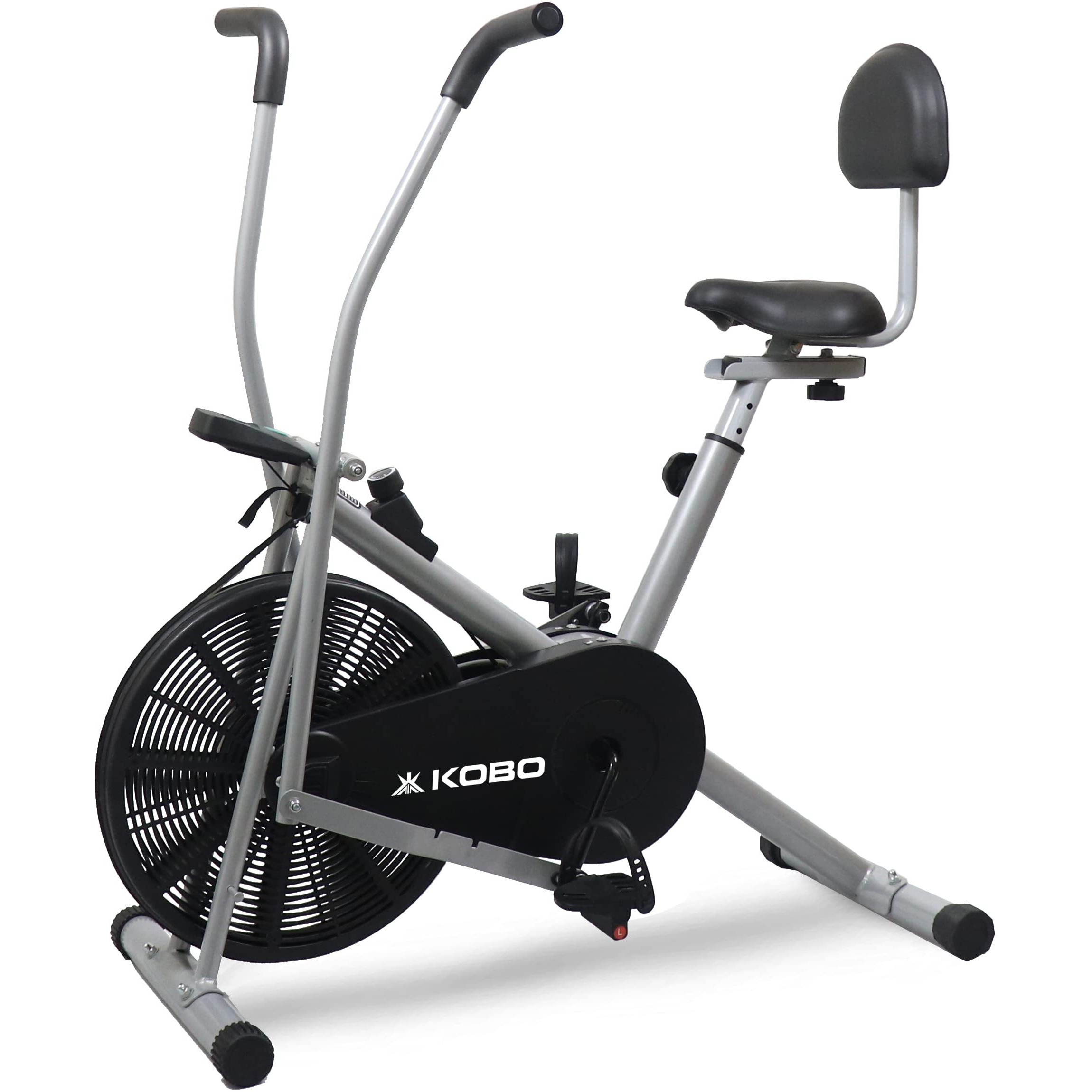 Kobo Air Bike Exercise Cycle For Home 120 Kg User Weight || Exercise Bike For Home Gym 2 in 1 with Back Rest