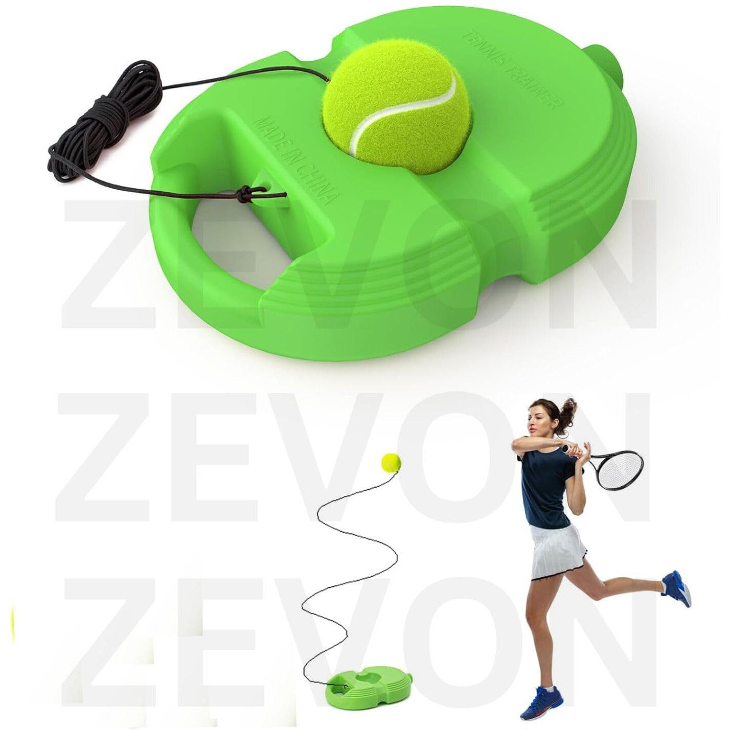 ZEVON Tennis Ball Self-Training Tool Indoor Tennis & Cricket Solo Trainer Kit with String, Rebound Ball Tennis Set for Kids, Tennis Trainer Rebound Ball Practice Equipment, (No Racket Included)