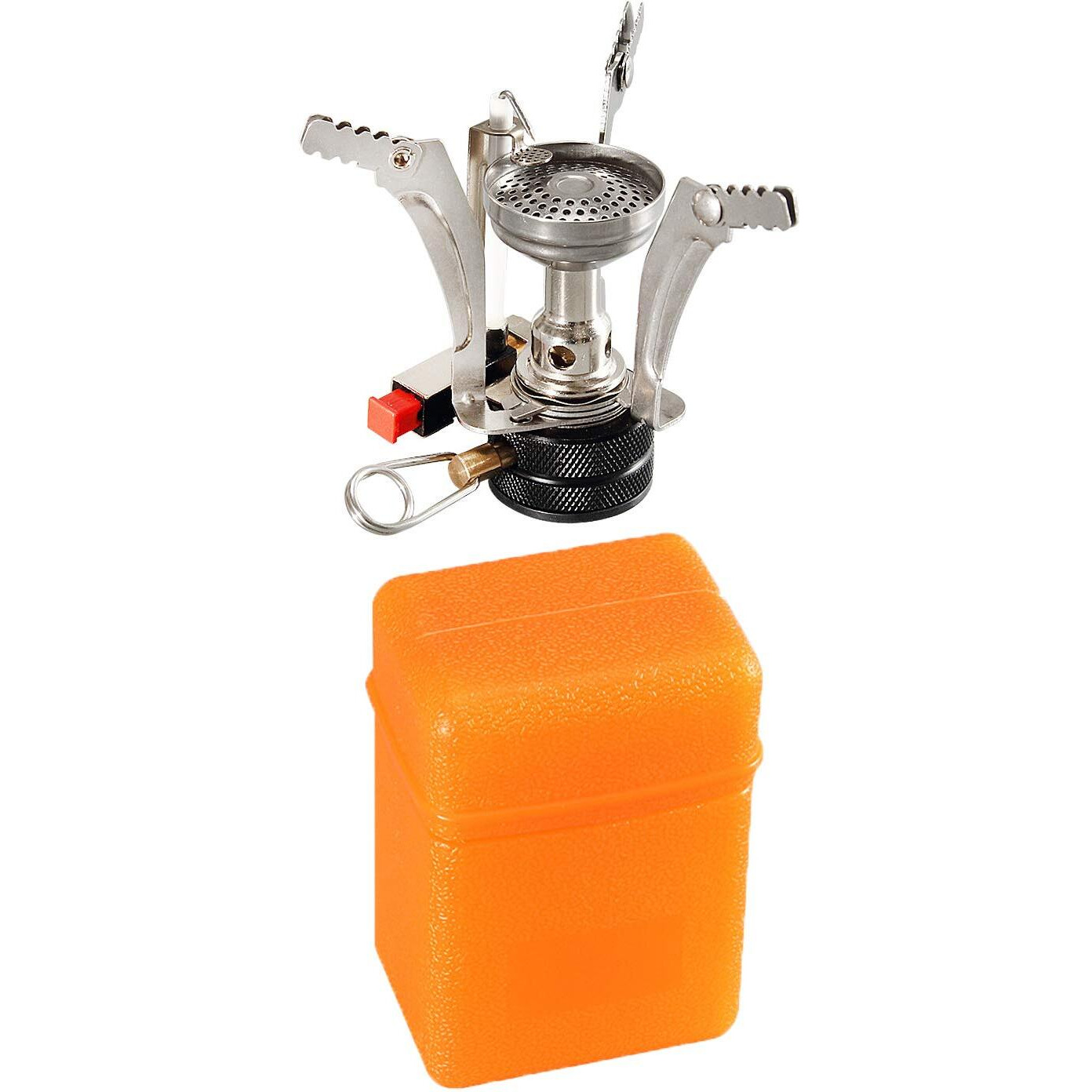 NEAR STOP Windproof Portable Backpacking Stove with Fuel Canister Adapter, Piezo Ignition,Carrying Case,Strong Firepower Lightweight Outdoor Camping Stove Propane Butane for Outdoor (Stainless Steel)