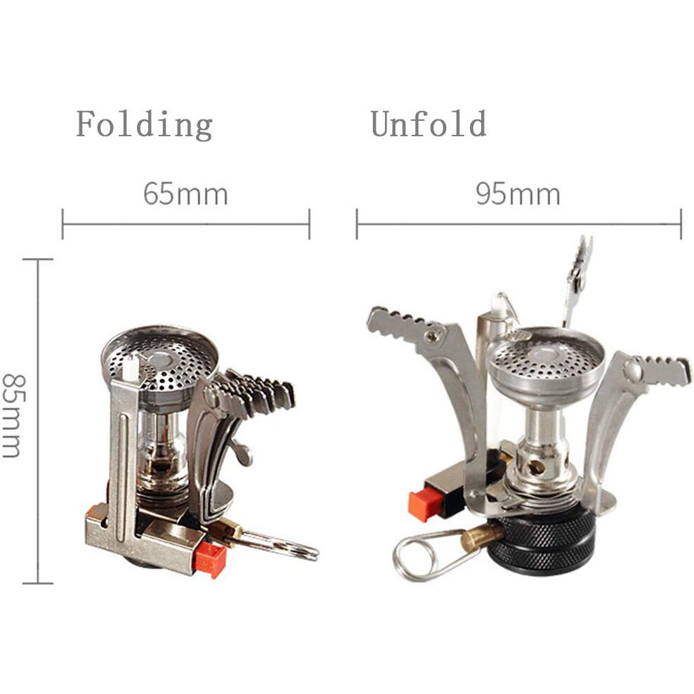 NEAR STOP Windproof Portable Backpacking Stove with Fuel Canister Adapter, Piezo Ignition,Carrying Case,Strong Firepower Lightweight Outdoor Camping Stove Propane Butane for Outdoor (Stainless Steel)