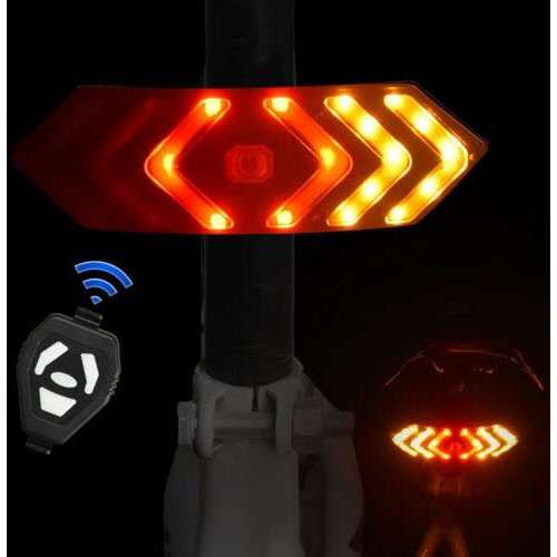 FASTPED  Bicycle Tail Light USB Rechargable Smart Wireless Remote Control Turn Signal Warning Lamp Bike Taillight (B)