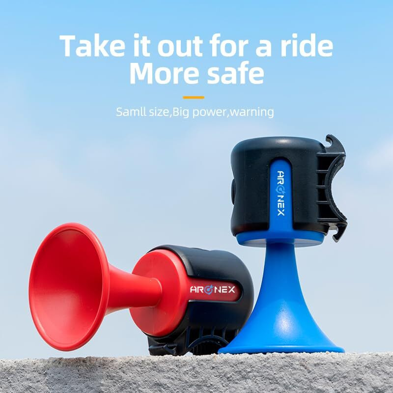 Electric Bike Horn Loud 120dB Adults Kids Bike Horn Alarm IPX4 Waterproof Electronic Bicycle Horns for Handlebars Ebike Scooter Horn (Blue)