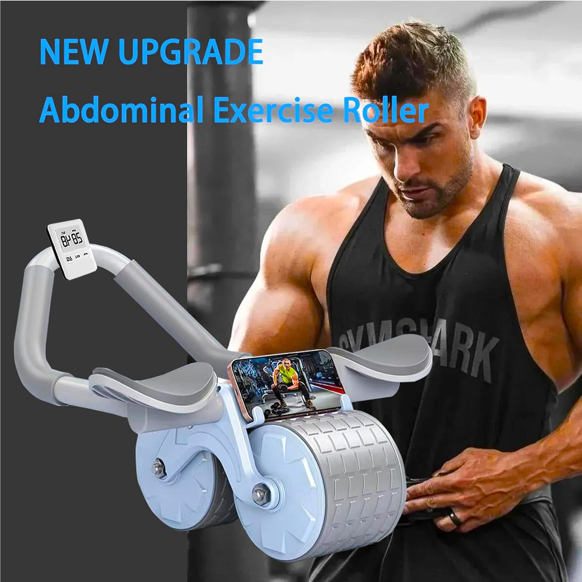 US1984 Automatic Rebound Abdominal Roller Wheel Kit, Elbow Support with Knee Pad & Timer, Ab Roller Workout Equipment, Abs Fitness and Dynamic Core Trainer Plank Exercise for Home Gym (Blue)