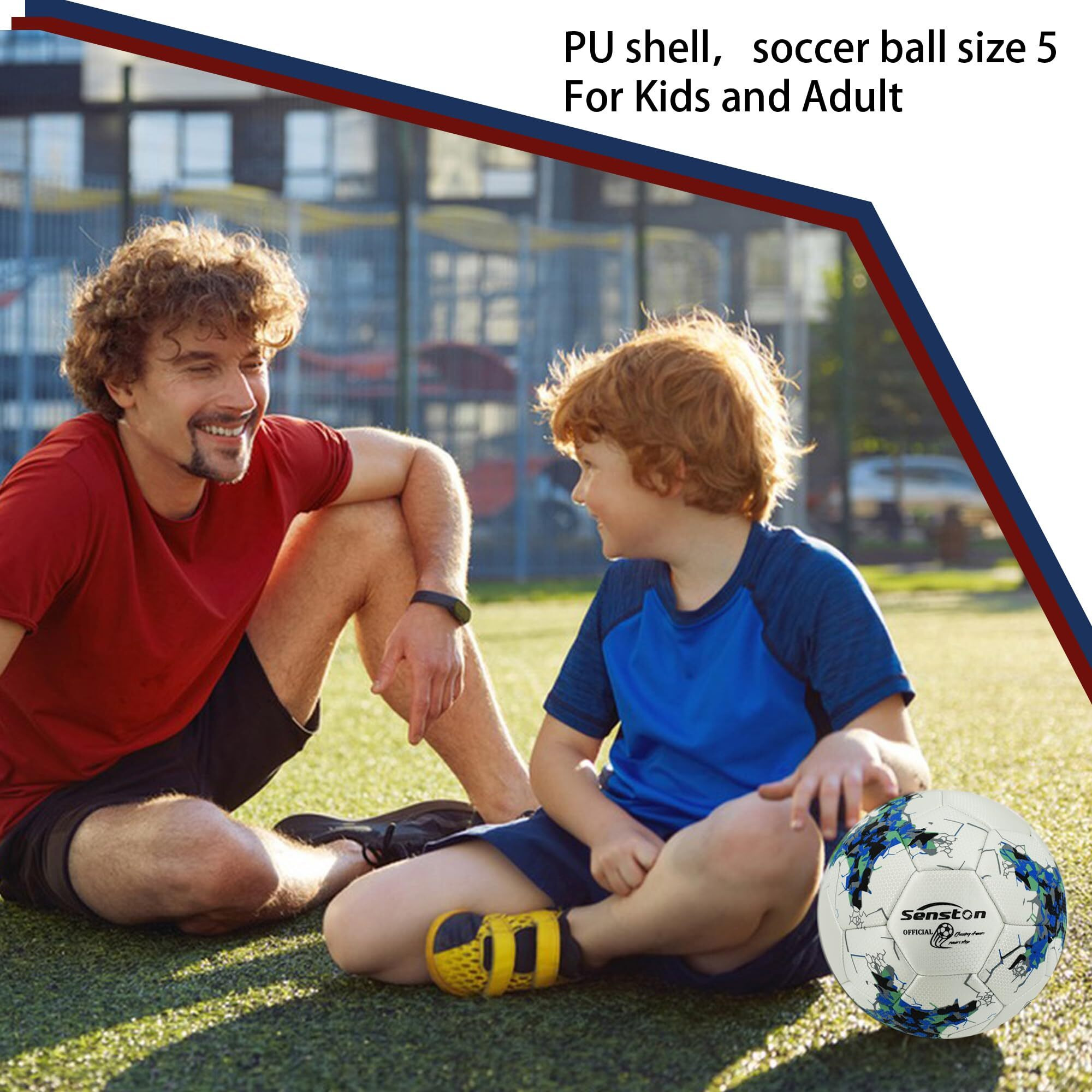 Senston PU Soccer Ball Match Ball Official Training Football with Pump Size 5 Practice Ball for Youth