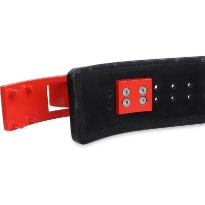 GRIFFIN GEARS Powerlifting Lever Gym Red Buckle With White Belt Power 10MM Extreme Heavy Duty Genuine Leather Belts-Squats Deadlifts Bodybuilding Weight Lifting IPF Strongman for Men(L-38 -46 )