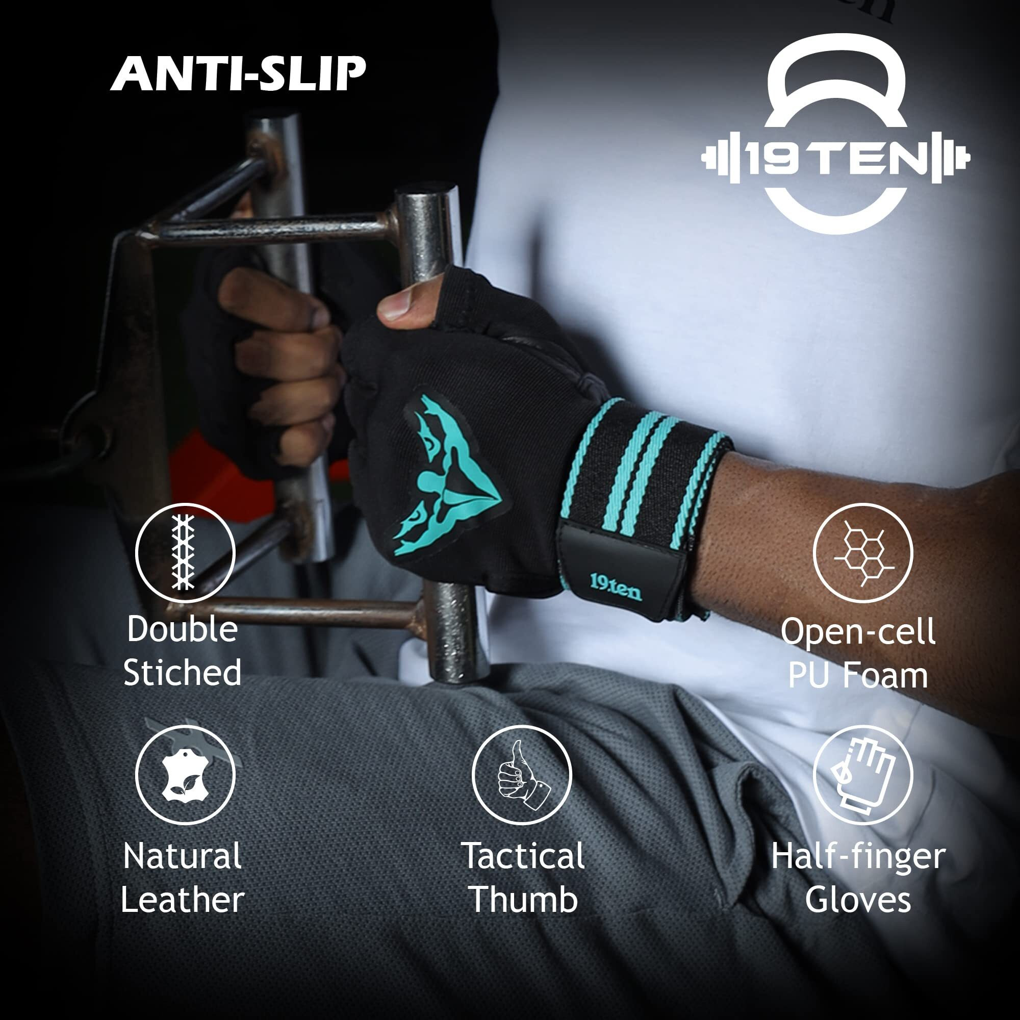 19.ten 19Ten Mucho Man From Sree Gloves For Men&Women Palm Wrist Wraps Protection Washable Leather Weightlifting Gym Fitness Exercise Workout Pull Ups Accessories (Medium,Egal Man)