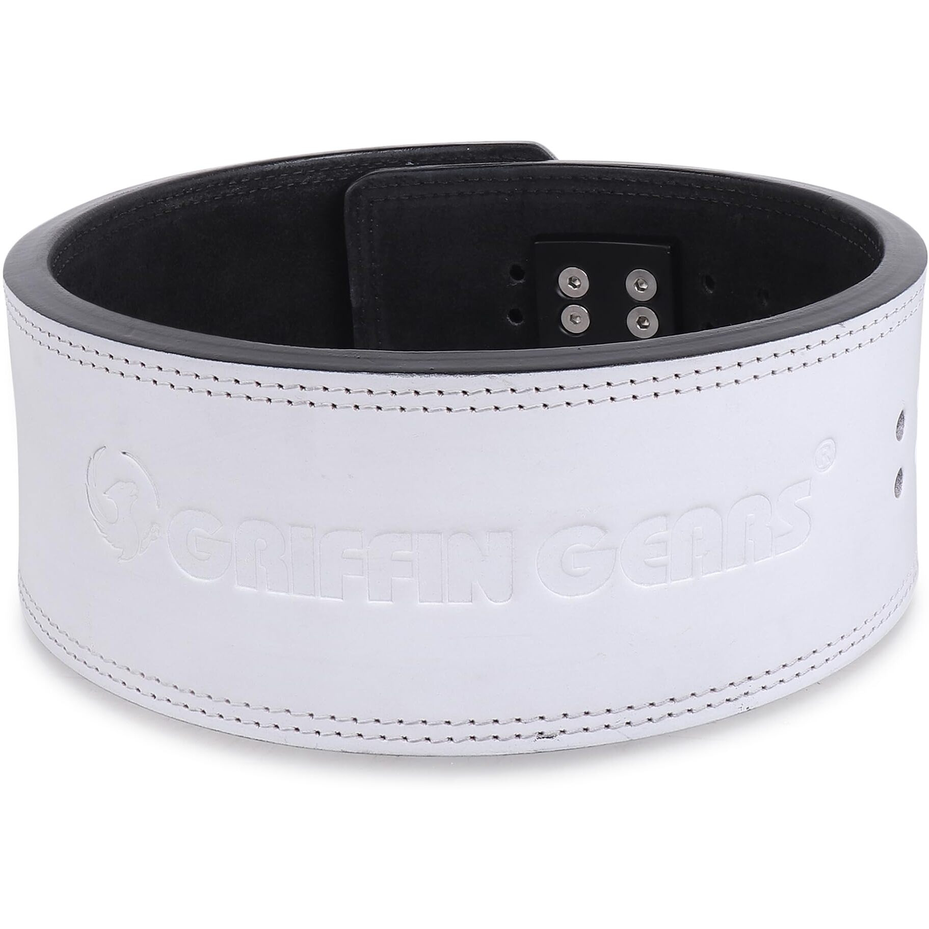 GRIFFIN GEARS Weight Lifting Genuine Leather Gym Belt for Workout || Powerlifting Belt Deadlift Belt For Back Support-10MM (White Small-26 - 34 )