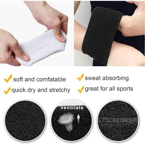 XFyt Soft Cotton Wrist Sweatband | Strechable High Elasticity absorbtion Sweat Bands Towel for Men Women Tennis Badminton Cricket Yoga Pilates (1 Piece, White)