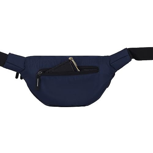 WILDHORN 2.4L Waist Bag for Men Women I Headphone Hole I Ultra Strong Stitching, Sturdy Zippers, Waterproof, Fanny Pack for Hiking Travel Camping Running Sports with Adjustable Strap (Navy & Black)