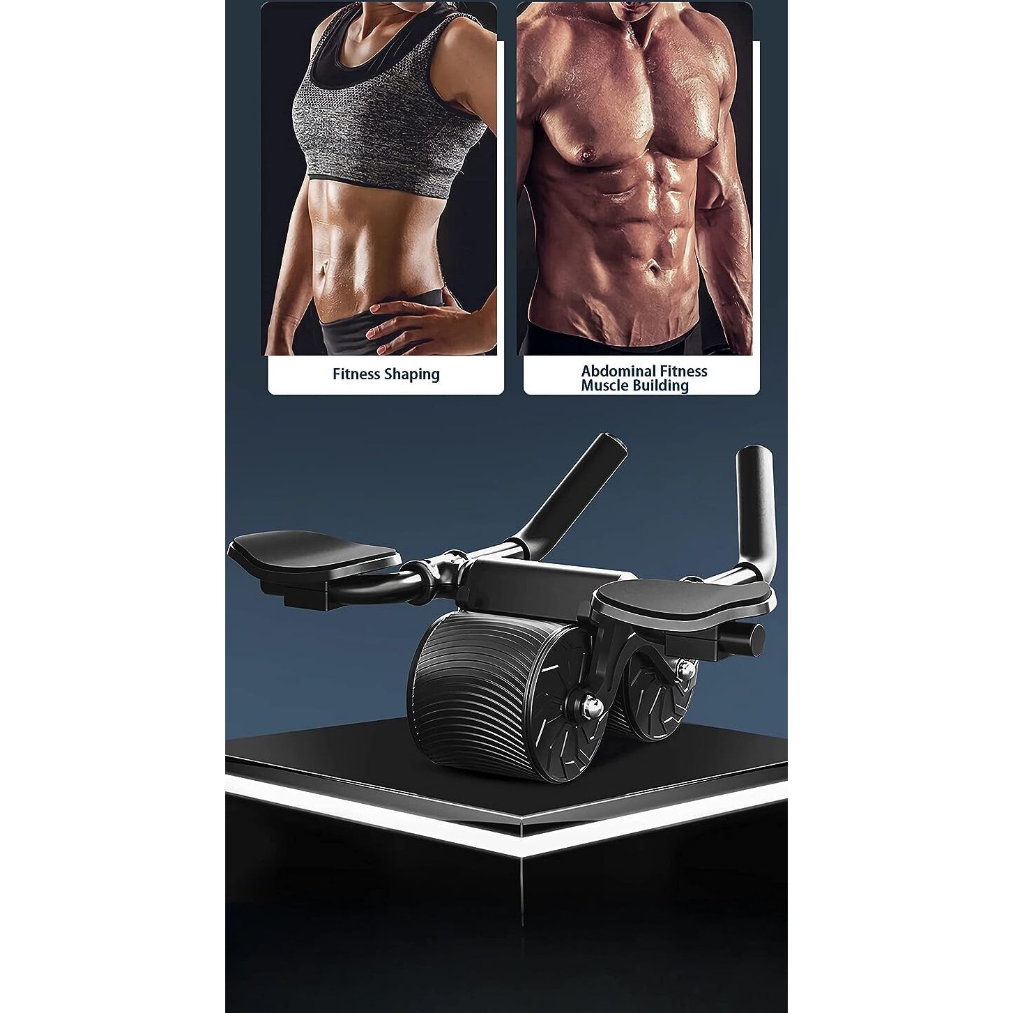 Yagviz Automatic Rebound Abdominal Wheel, 2 In 1 For Abdominal Muscle Training, Fitness Abdominal Wheel, Wheels Roller Domestic Abdominal Trainer, Black