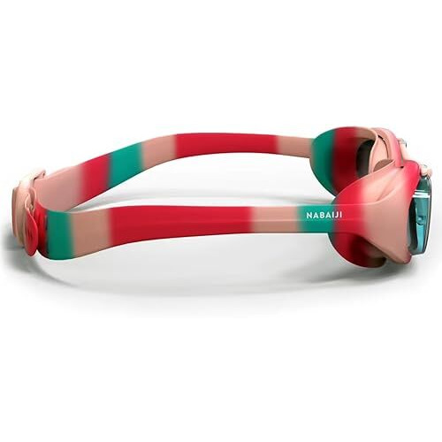 NABAIJI (DECATHLON) Swimming Goggles Adjustable Nose Bridge & Strap for Girls - Clear lenses - Kid s Size (Orange Pink)