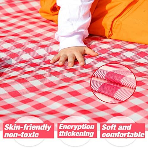 SPELLWISH Polyester Picnic Rectangular Shape Blanket 150 * 200 Cm Portable Beach Mat Waterproof Outdoor Blanket With Handle For Camping, Beach, Travel, Bbq, Outdoor, Hiking (Red)