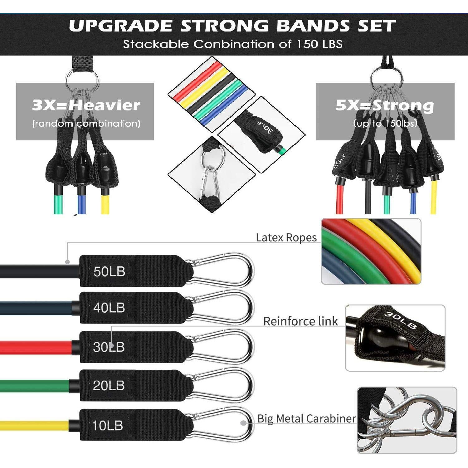 Grab Classy Resistance Bands For Workout For Men Women| SUPER STRONG exercise bands for workout for men | Resistance tube for workout 11 piece with handles| Resistant Band For Men Workout | Latex Workout Bands For Men | Durable Gym Bands Resistance|