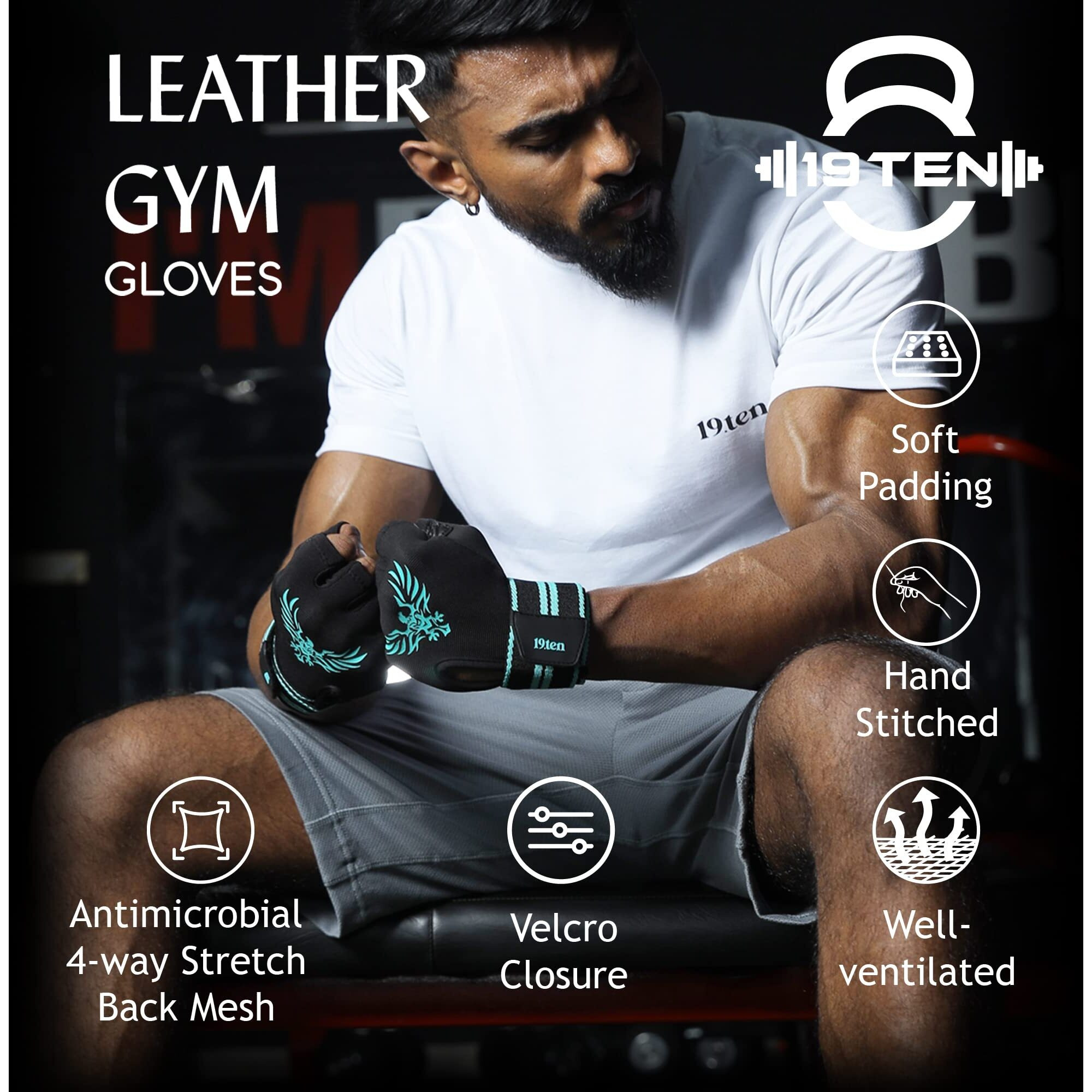 19.ten 19Ten Mucho Man From Sree Gloves For Men&Women Palm Wrist Wraps Protection Leather Weightlifting Gym Fitness Exercise Workout Pull Ups(Extra Large,Egal Man)