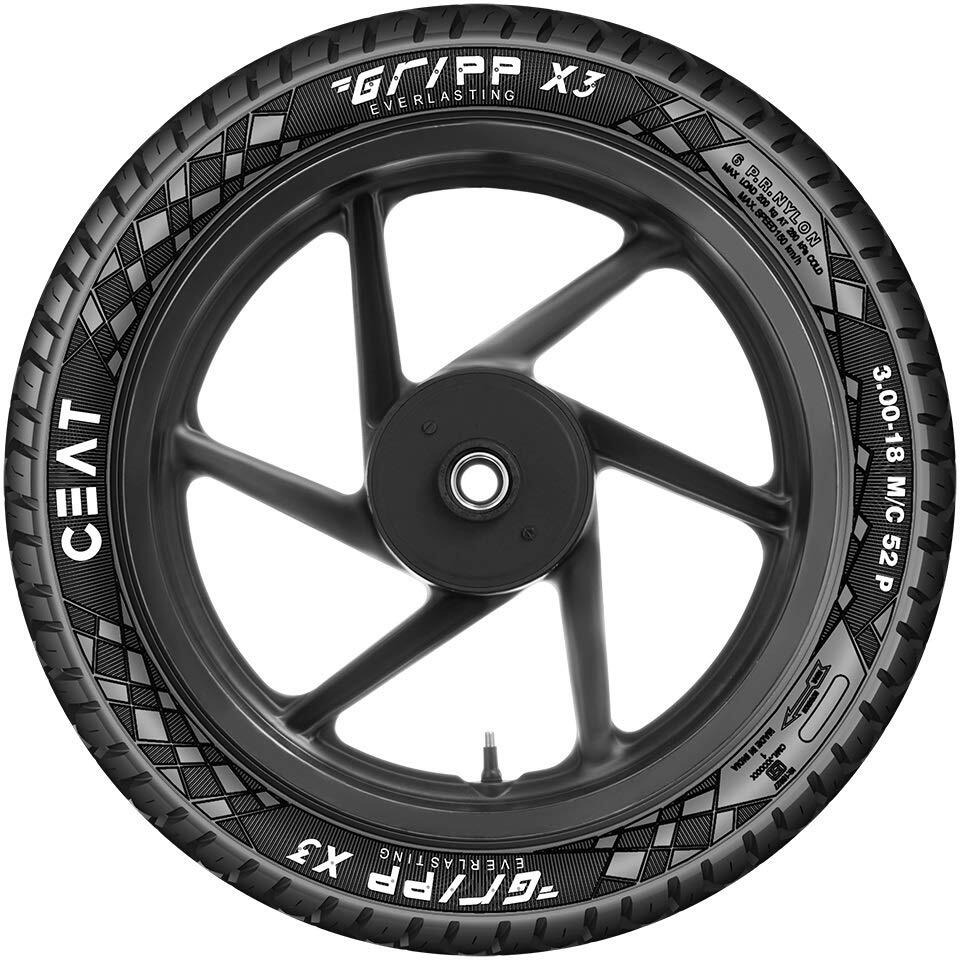 CEAT Gripp X3 80/100-18 GRIPP X3 Tubeless Bike Tyre, for Rear