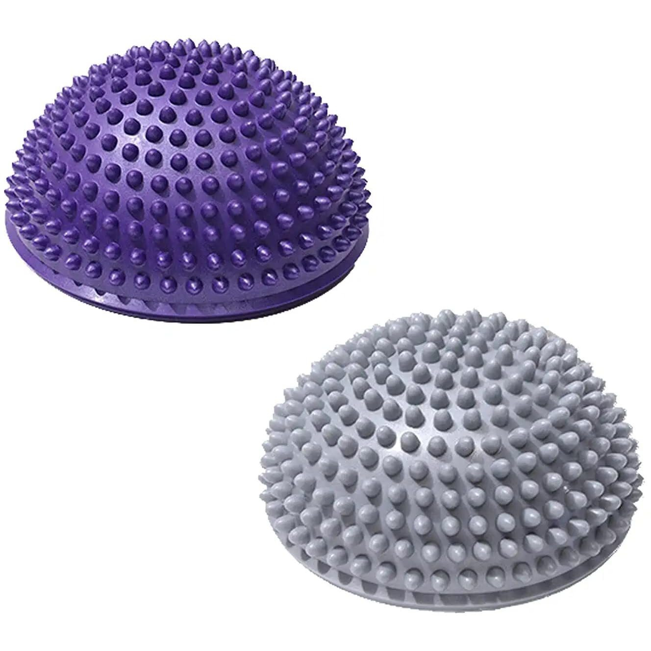 SKYFUN (LABEL) Half Sphere Balance Trainer Board Yoga Gym Half Spikey Ball, Air Dome Ball Stress Relief Deep Tissue Improve Core, Ab Strength, Foot Acupressure Inflatable Ball-Pack Of 2