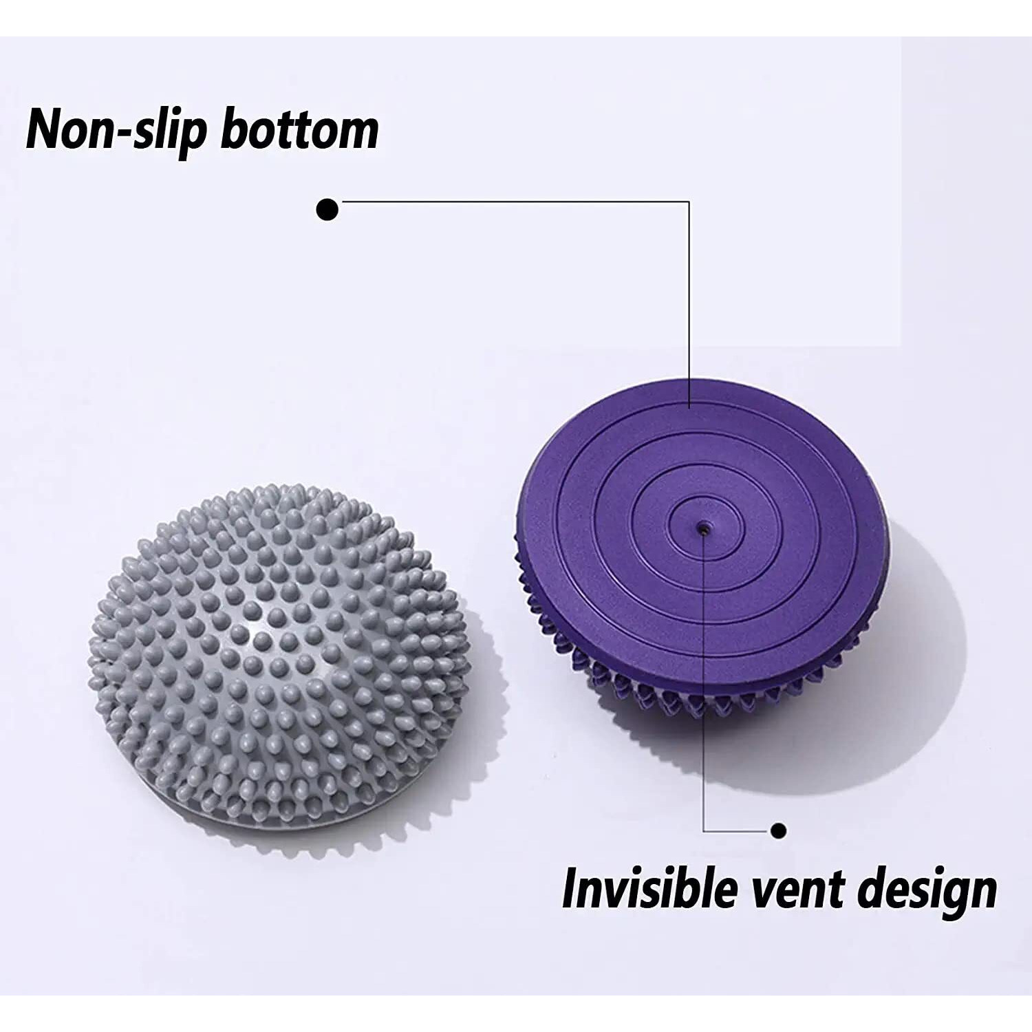 SKYFUN (LABEL) Half Sphere Balance Trainer Board Yoga Gym Half Spikey Ball, Air Dome Ball Stress Relief Deep Tissue Improve Core, Ab Strength, Foot Acupressure Inflatable Ball-Pack Of 2