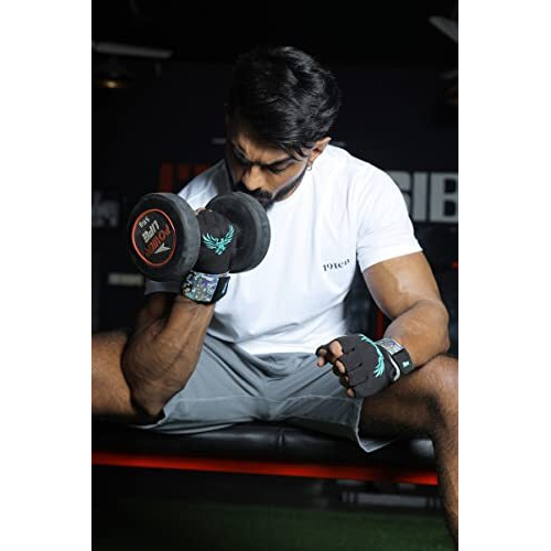 19ten Mucho Man from Sree Gloves for Men and Women Palm Wrist Wraps Protection Washable Leather Weightlifting Gym Fitness Exercise Workout Pull Ups Accessories (Small, Old Egal)