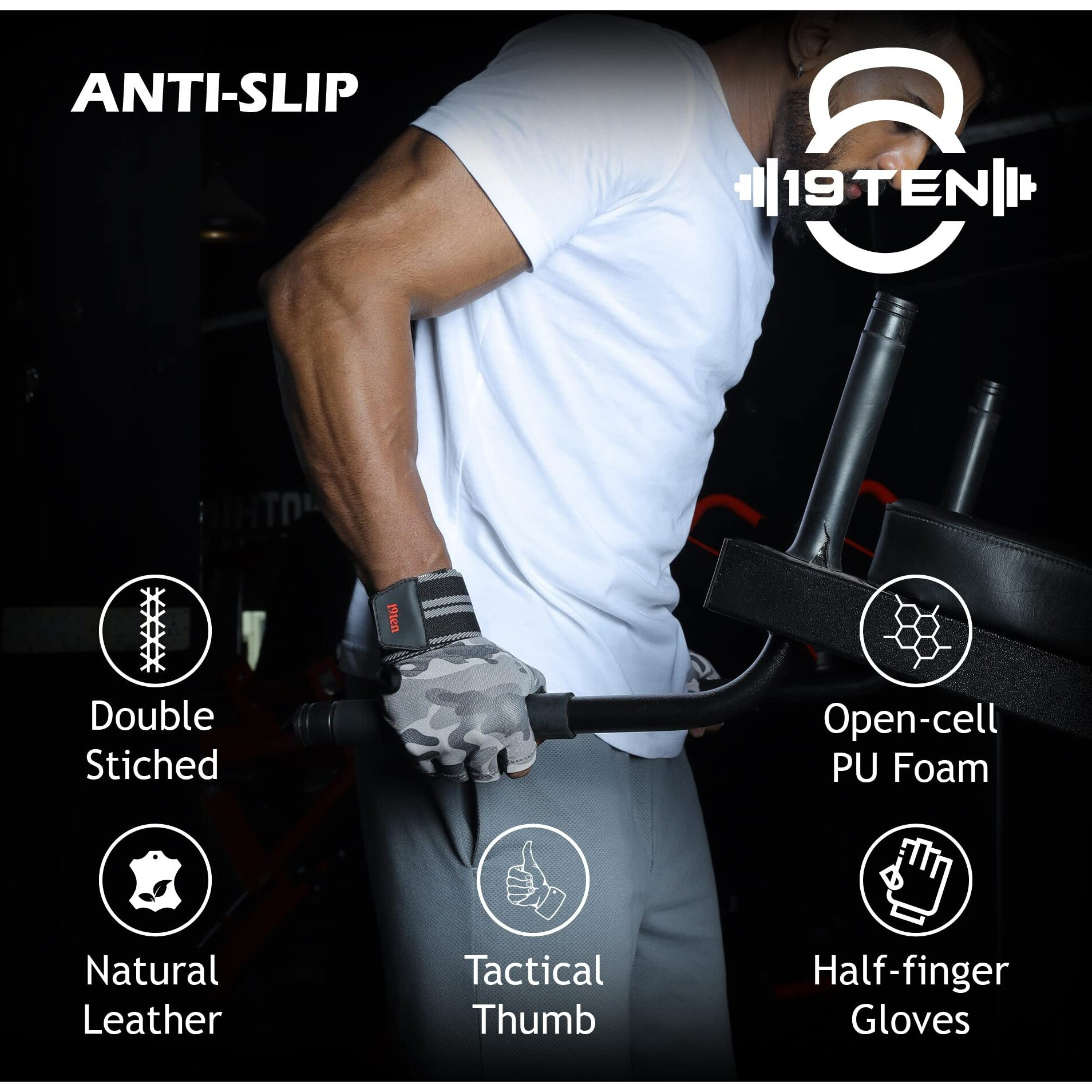 19ten Mucho Man from Sree Gloves for Men and Women Palm Wrist Wraps Protection Washable Leather Weightlifting Gym Fitness Exercise Workout Pull Ups Accessories (Extra Large, Air Man)