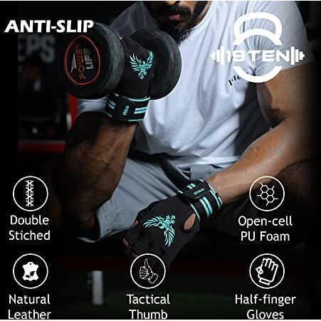 19.ten 19Ten Mucho Man from Sree Gloves for Men and Women Palm Wrist Wraps Protection Washable Leather Weightlifting Gym Fitness Exercise Workout Pull Ups Accessories (Medium, Old Egal)