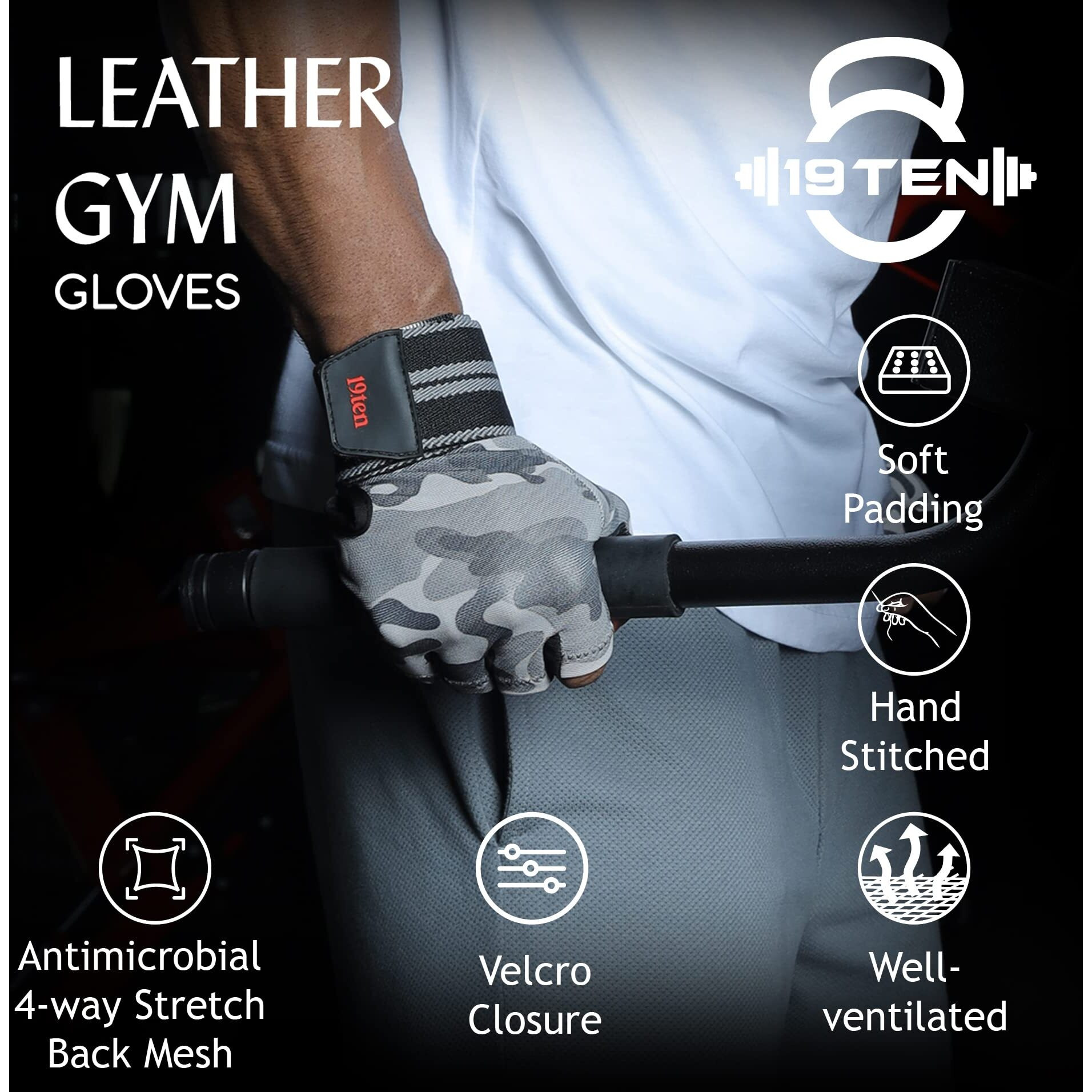 19ten Mucho Man from Sree Gloves for Men and Women Palm Wrist Wraps Protection Washable Leather Weightlifting Gym Fitness Exercise Workout Pull Ups Accessories (Medium, Air Man)