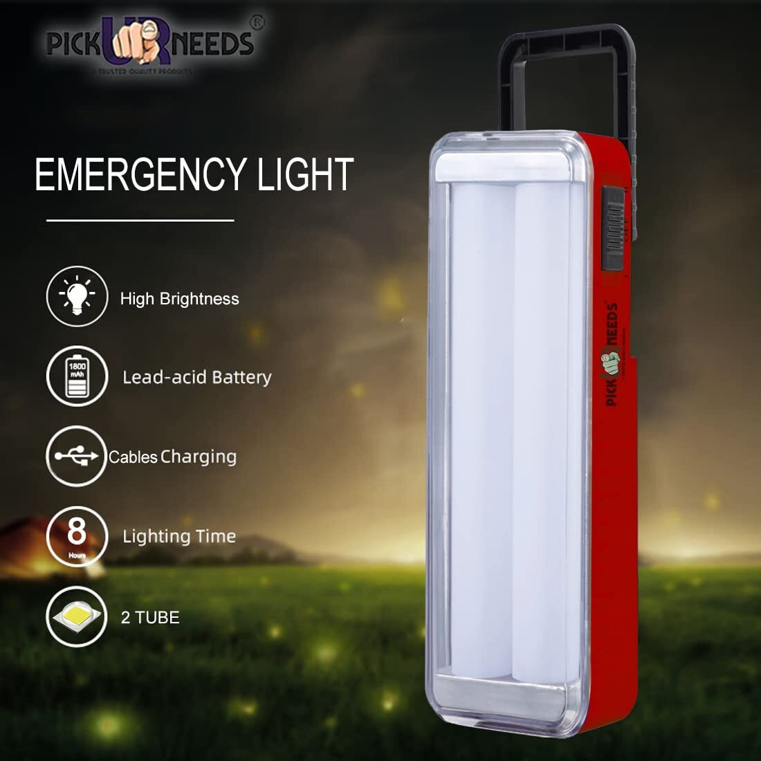 Pick Ur Needs Rechargeable Bright 60 SMD Tube Home Emergency Lantern Floor Lamp (Red)