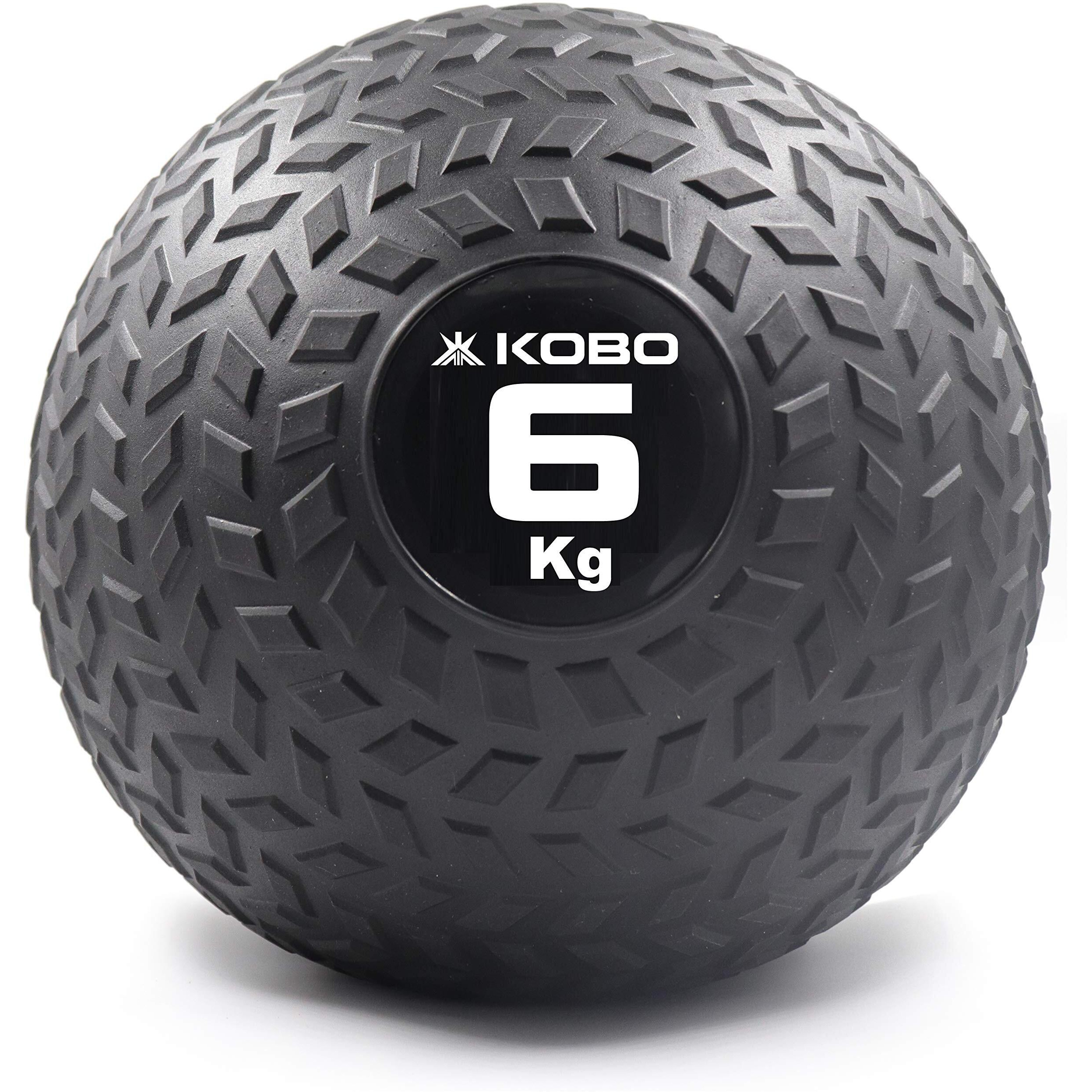 Kobo CTA-37 Slam Ball 6 Kg (Dead Bounce) Rubber Classic, Strength and Conditioning Cross Training WODs, Plyometric and Core Training, Squats, Lunges, Wall Exercises (Imported), 6Kg (Black)