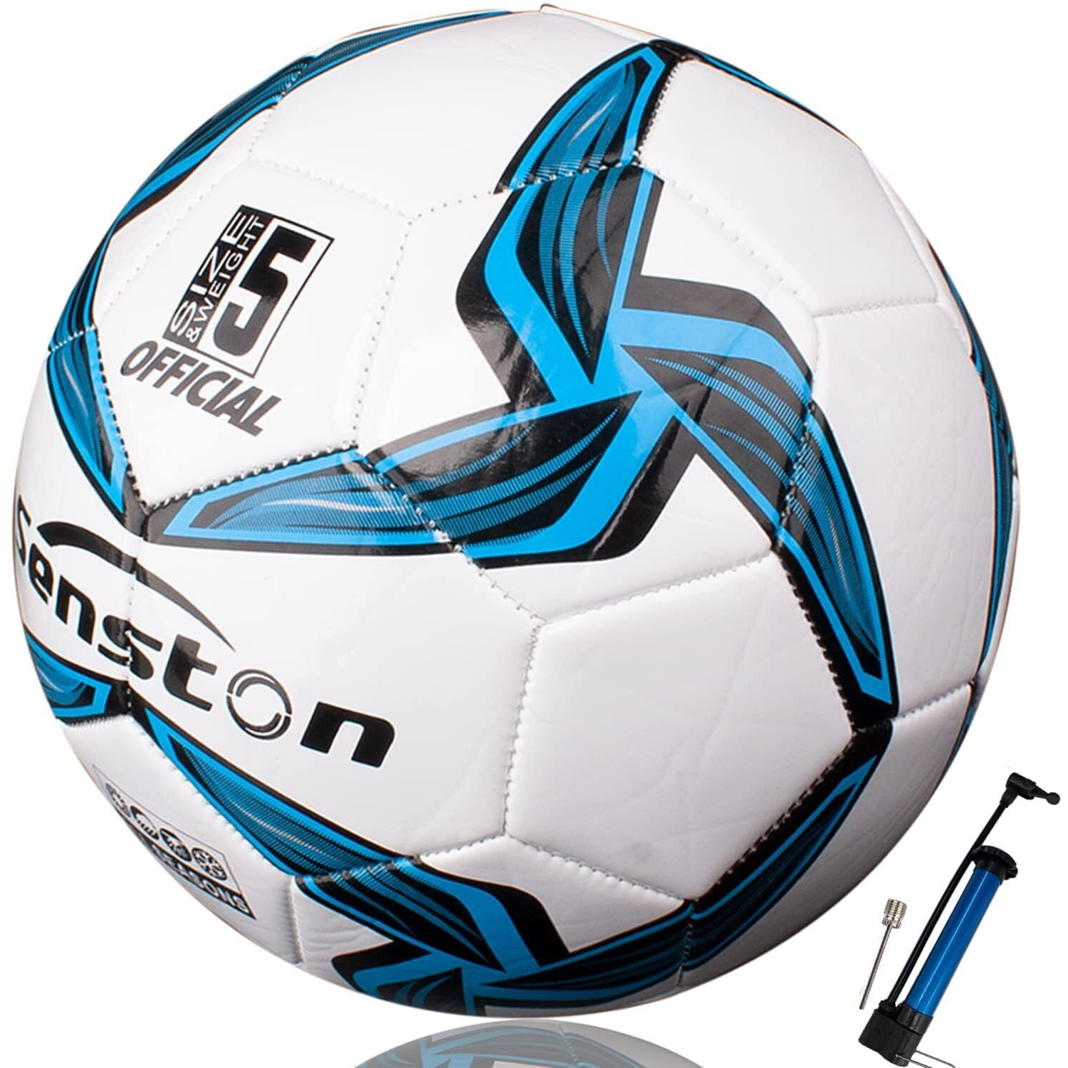 Senston Soccer Foot Ball Match Ball Official Training Football with Pump Size 5 Practice Ball for Youth
