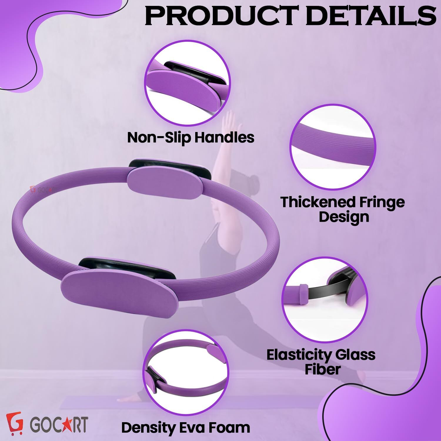 GOCART WITH G LOGO Yoga Circle Exercise Pilates Ring with Full Body Toning Fitness for Stretching, Relaxation (Blue)