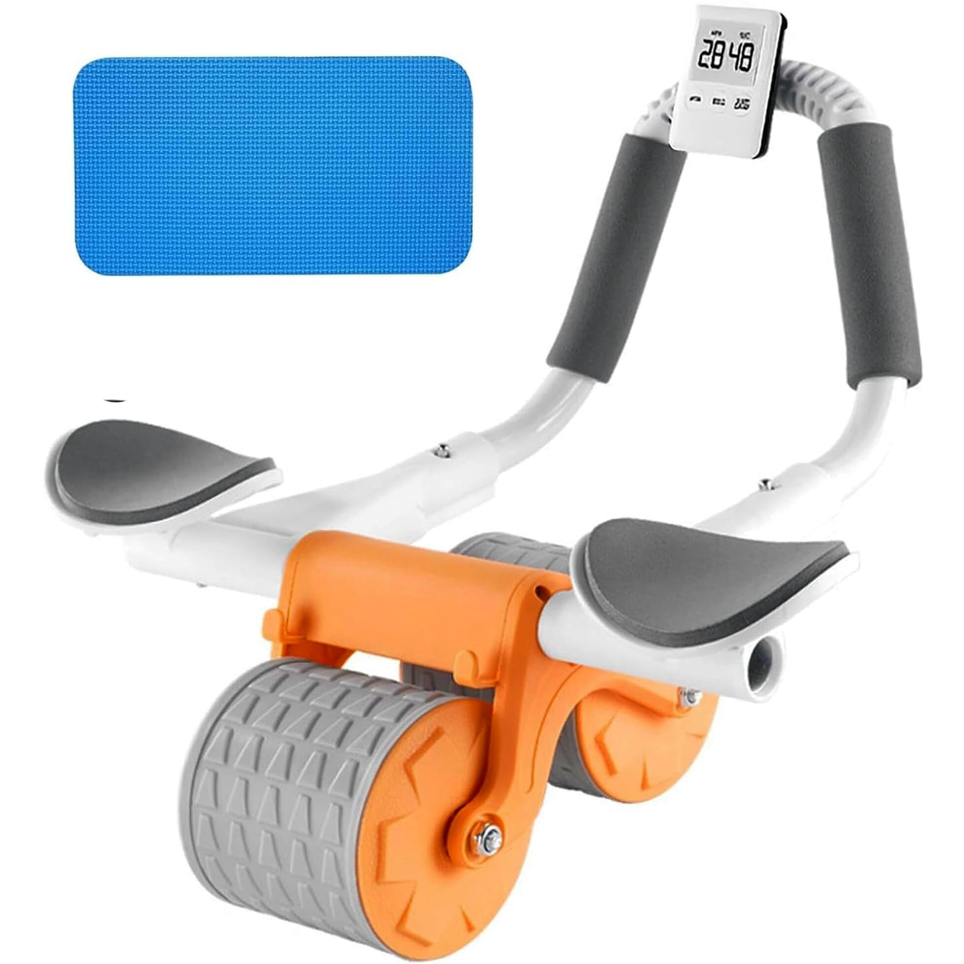 US1984 Automatic Rebound Abdominal Roller Wheel Kit, Elbow Support with Knee Pad & Timer, Ab Roller Workout Equipment, Abs Fitness and Dynamic Core Trainer Plank Exercise for Home Gym (Orange)