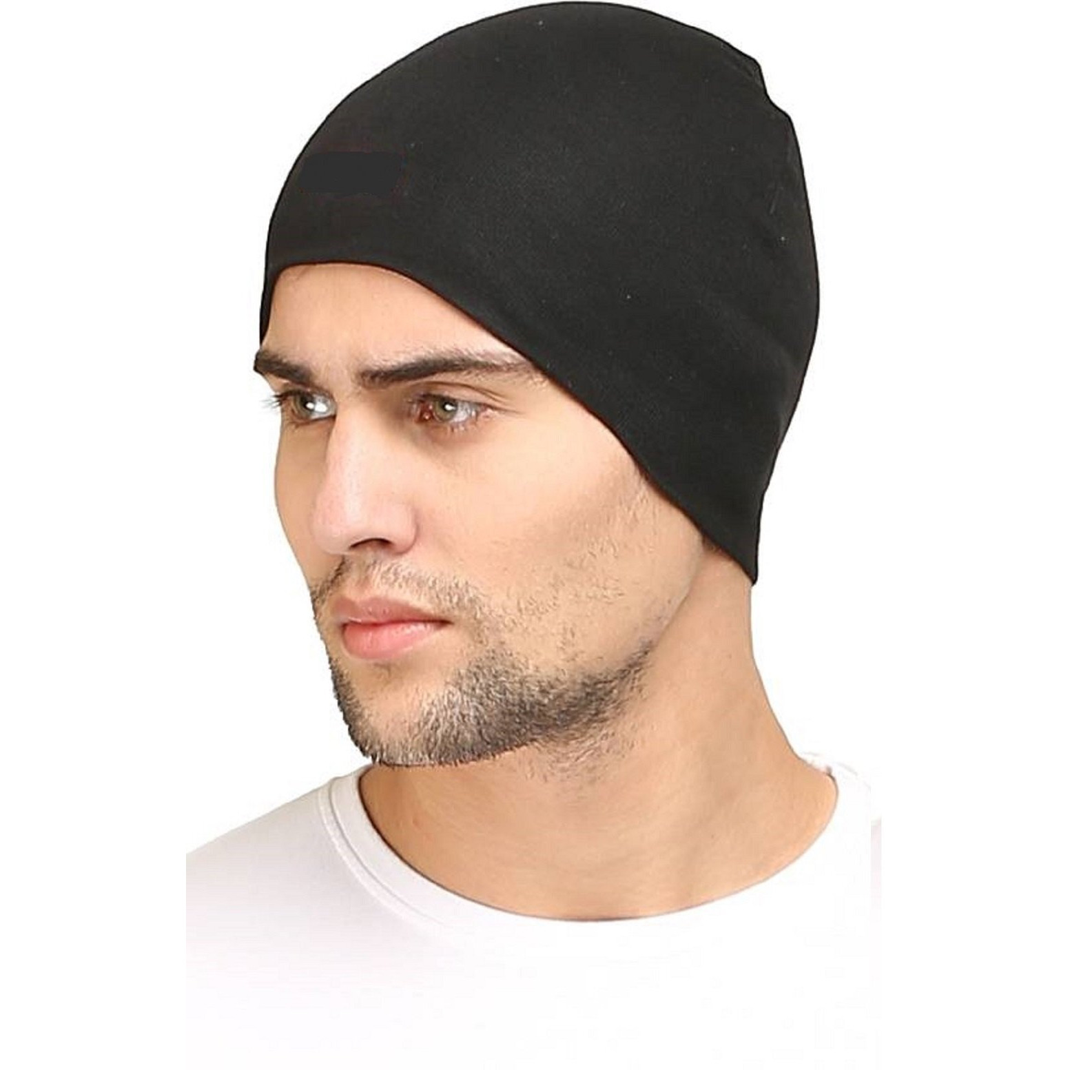 HUNTSMANS ERA Cotton Poly Blend Skull Cap for Men and Women/Helmet Cap/Multipurpose Running, Jogging Outdoor Skull Cap (Black and Light Grey)