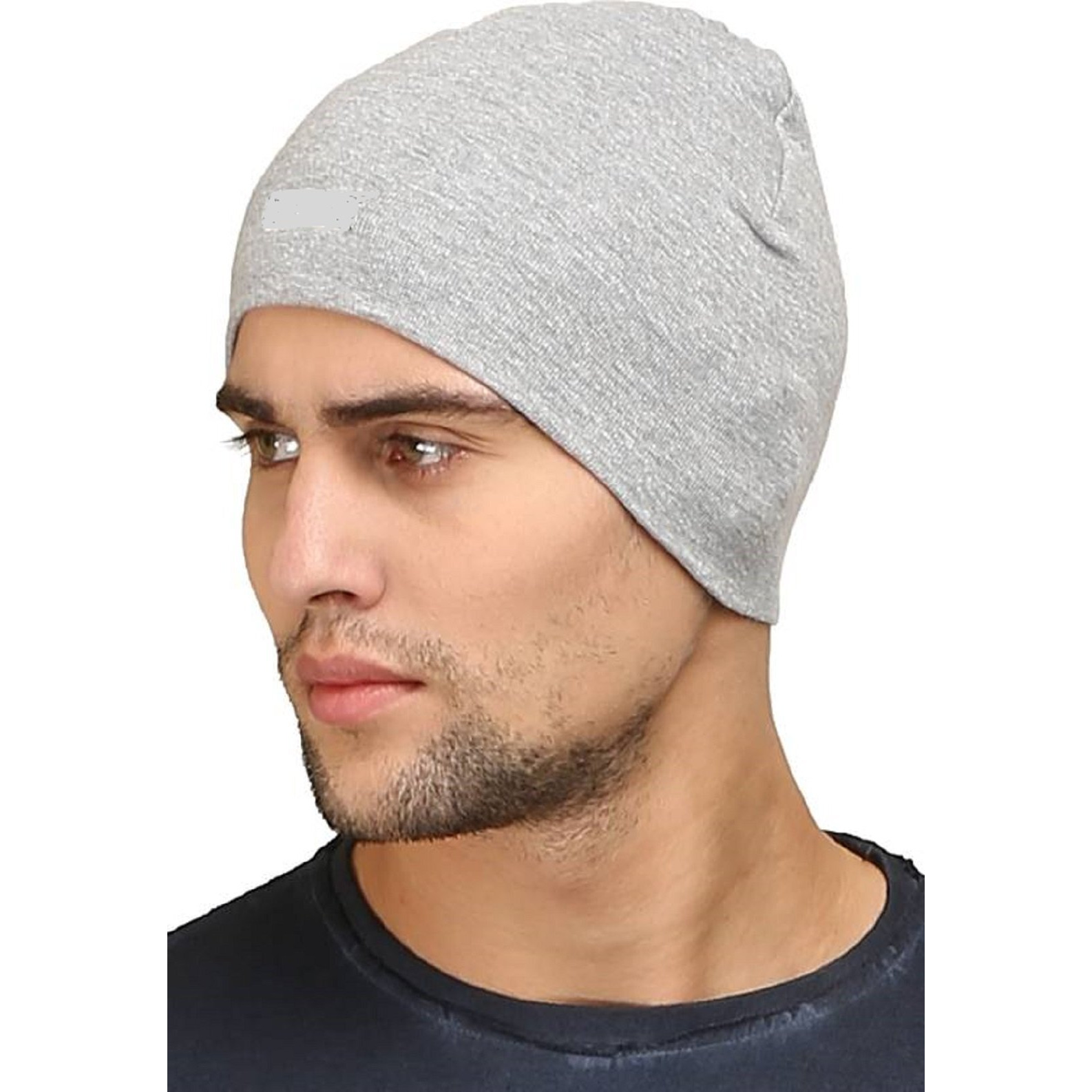 HUNTSMANS ERA Cotton Poly Blend Skull Cap for Men and Women/Helmet Cap/Multipurpose Running, Jogging Outdoor Skull Cap (Black and Light Grey)