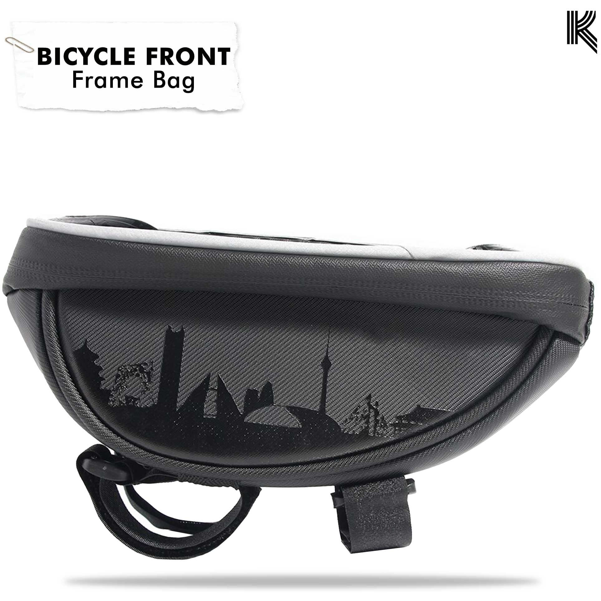 Kraptick Waterproof Handle Bar Bag, Premium Cycle Bag for Mobile Phones with Plenty of Storage for Bicycle Accessories- Locks, Tools with Mobile Pouch for Android/iPhones (Black)