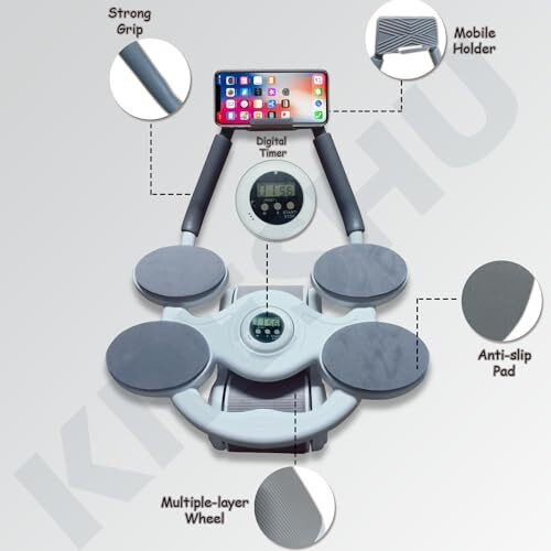 KRESHU Intelligent Core Abdominal Wheel with Elbow Support Timer | Automatic Rebound Ab Roller Exercise Equipment - White (1-Piece)