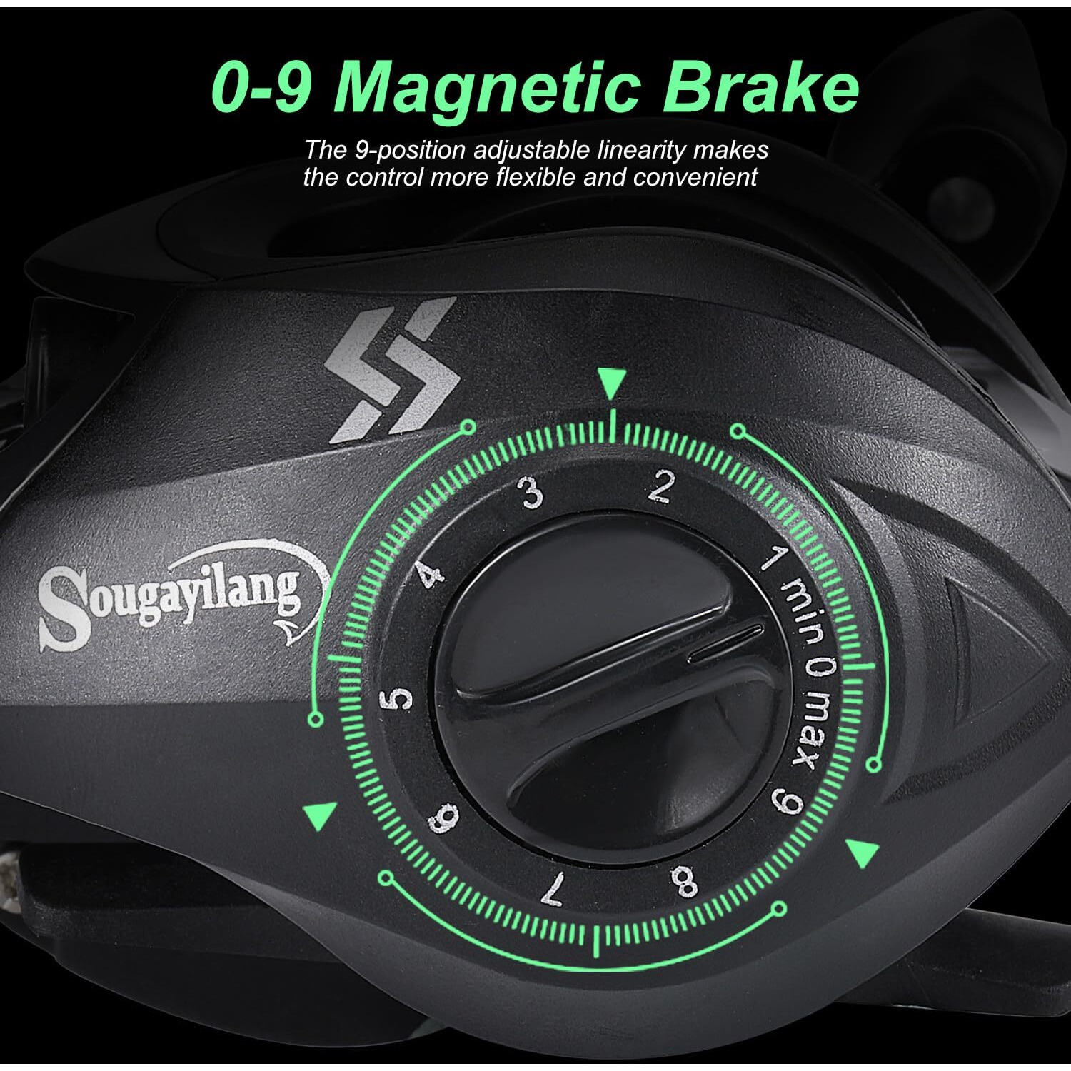 Sougayilang Baitcasting Reels, Smooth Casting Reel with Magnetic Braking System Bright Color Baitcaster Reel-Blue-Right Handed