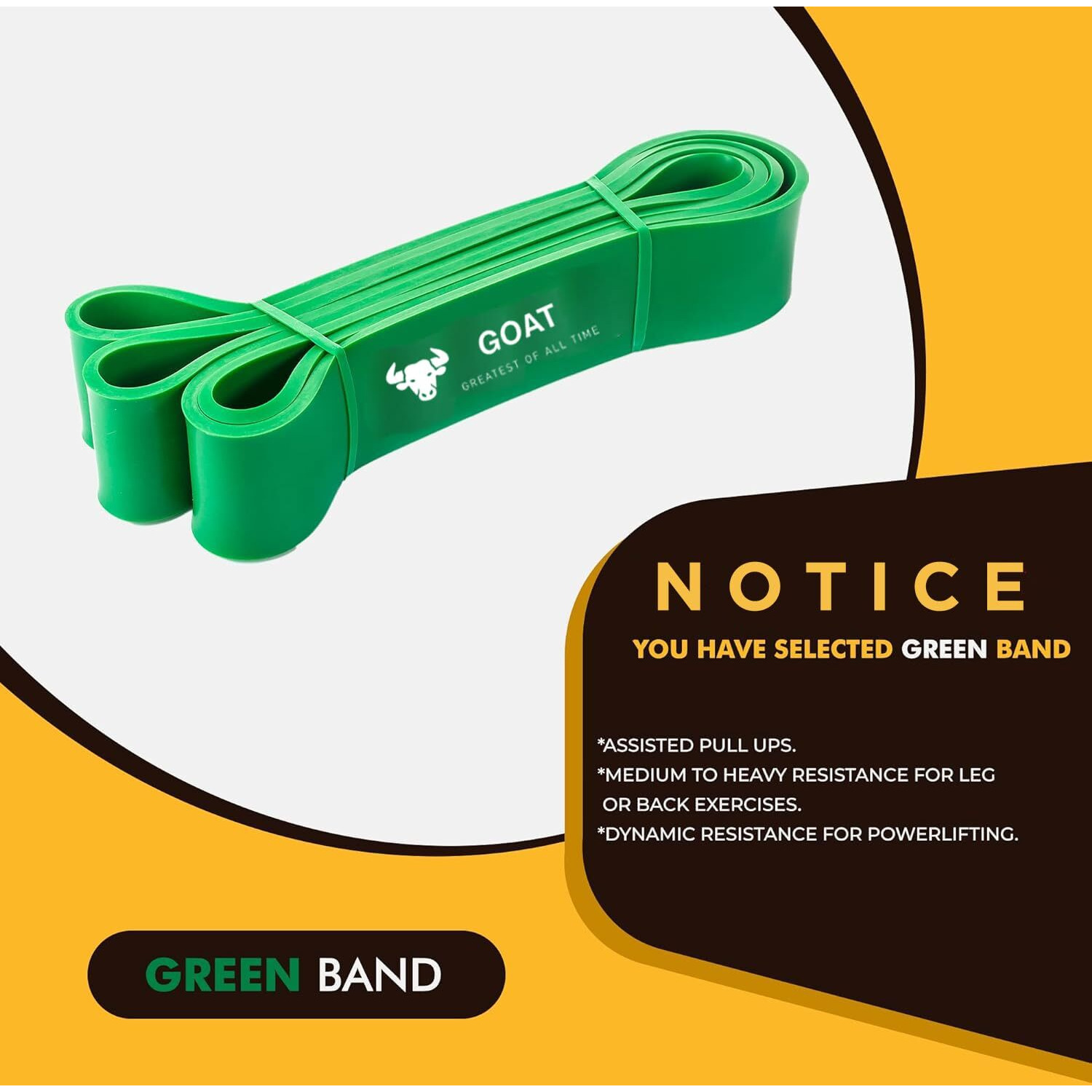 GOAT Resistance Bands for Workout for Men and Women | Assist Bands for Pull Ups, Stretching, Weight Loss | Exercise Band for Home Gym Fitness Anti Snap Natural Latex (Green 40-60 KGS + Door Anchor)