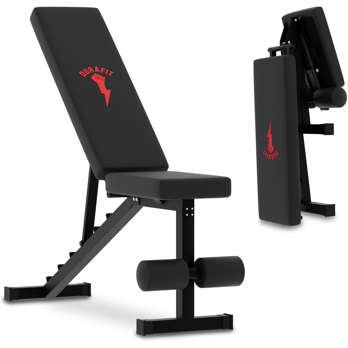 Durafit - Sturdy, Stable and Strong Foldable Bench PFB03 Max User Weight 150 Kgs Multilevel Incline And Decline Exercise Home Workout (Alpha Black)