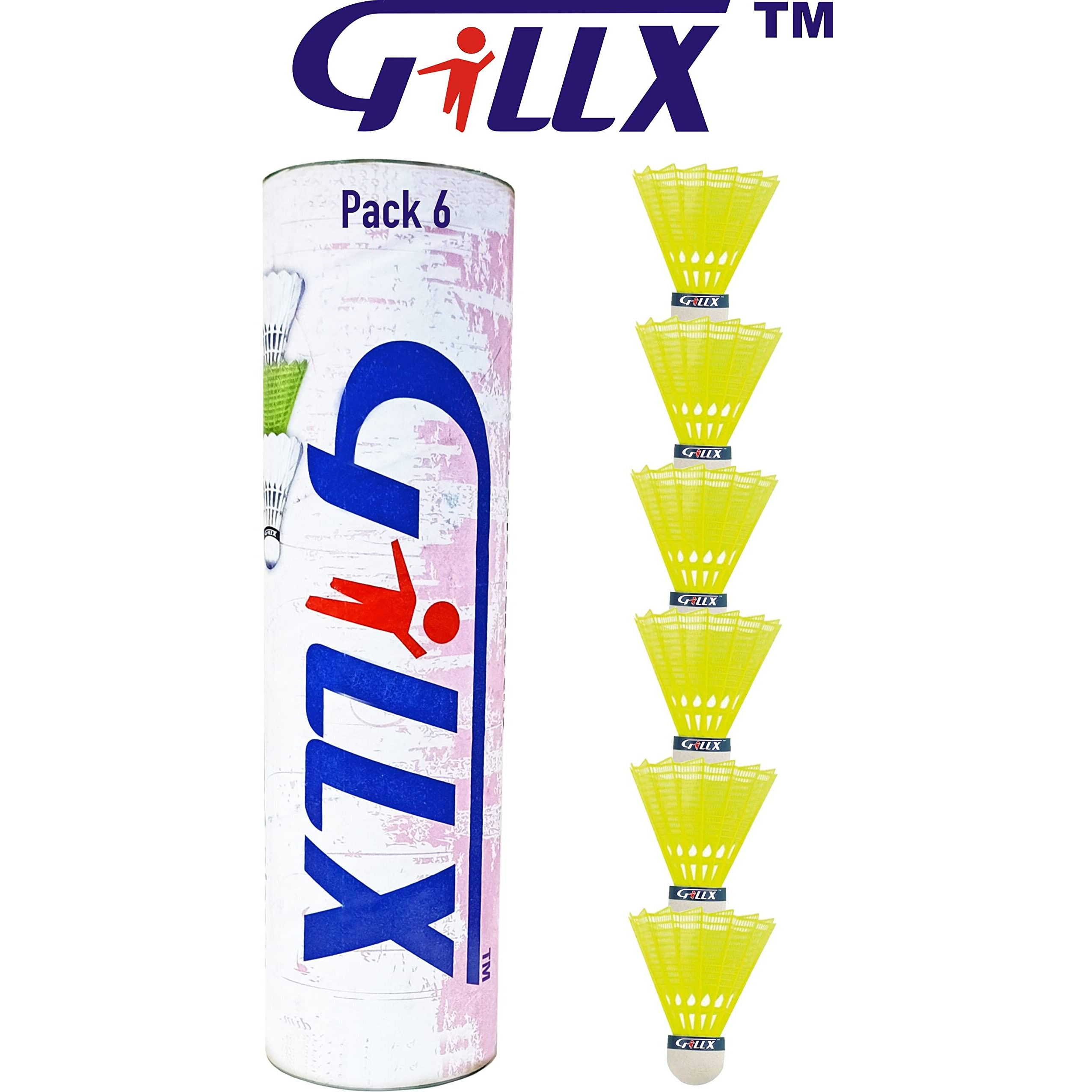 GILLX Badminton Rackets 2 Piece Dx 77 6 Nylon Shuttle Cocks Full Cover